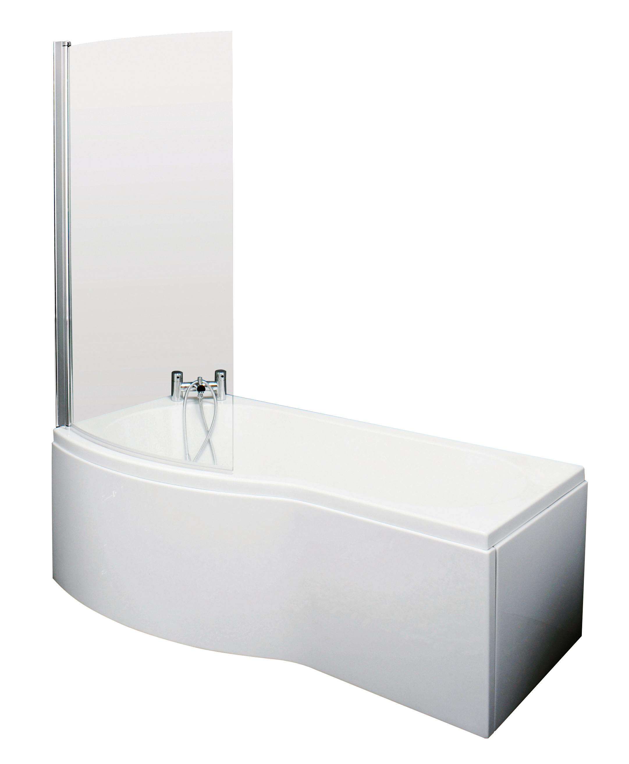 Nuie Shower Bath White 1700mm B Shaped Left Hand Set SBATH07