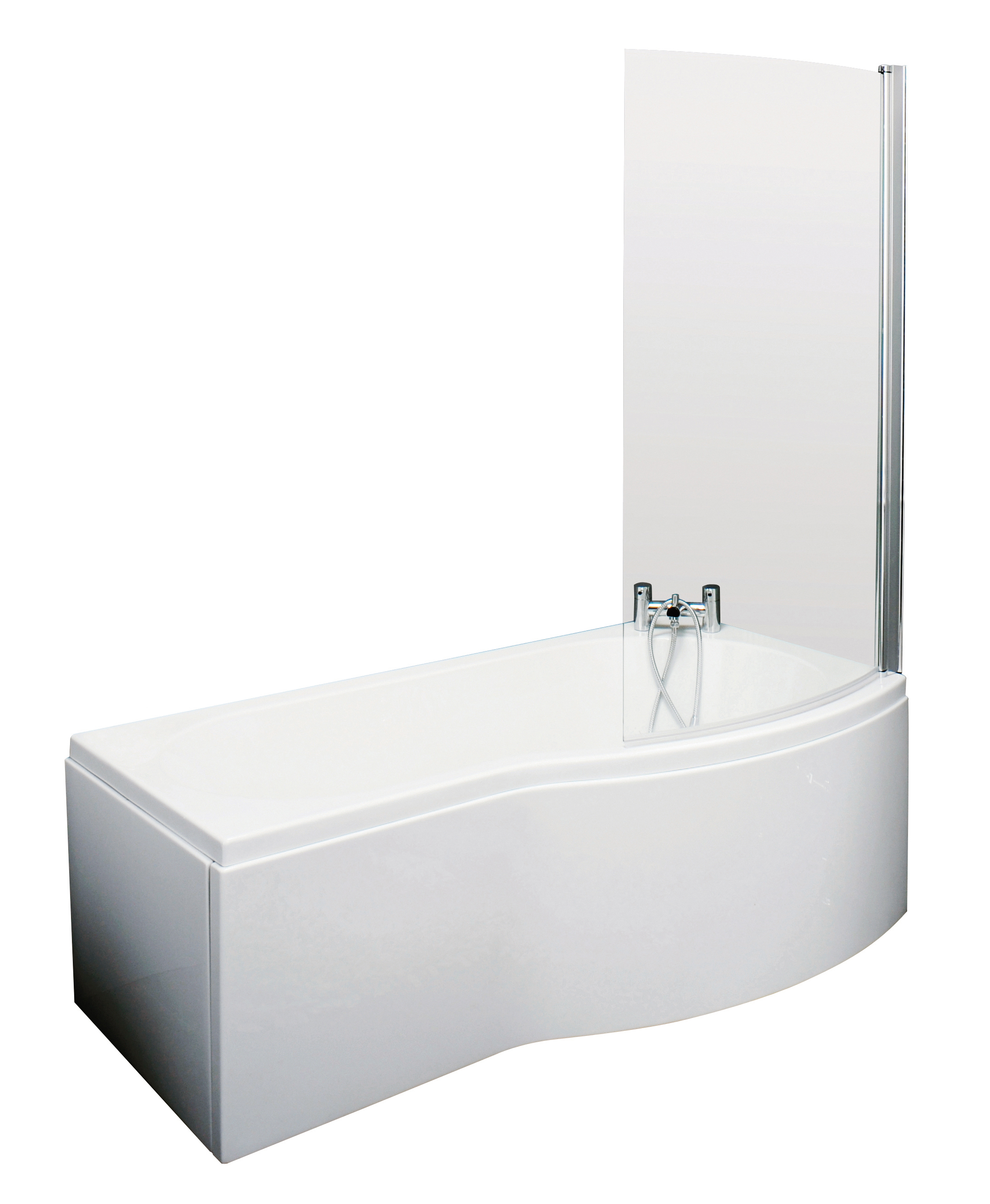 Nuie Shower Bath White 1700mm B Shaped Right Hand Set SBATH08