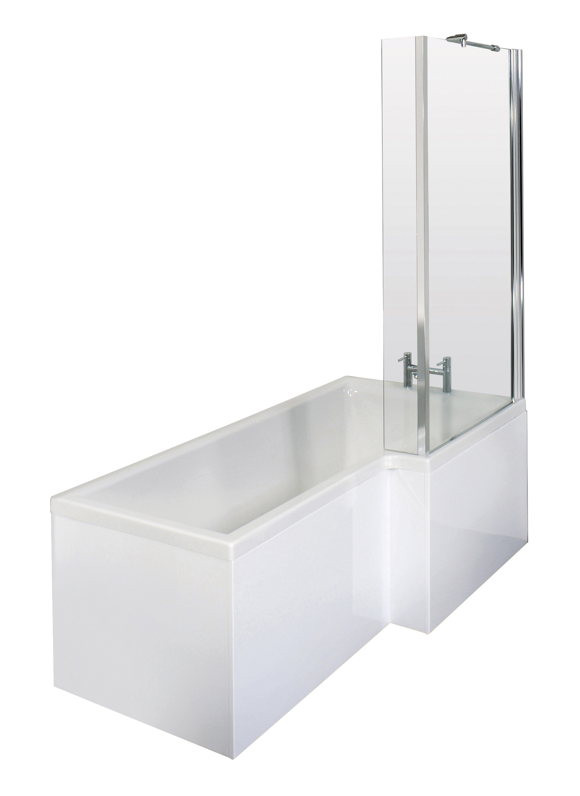 Nuie Shower Bath White 1500mm Right Hand Square Set SBATH29
