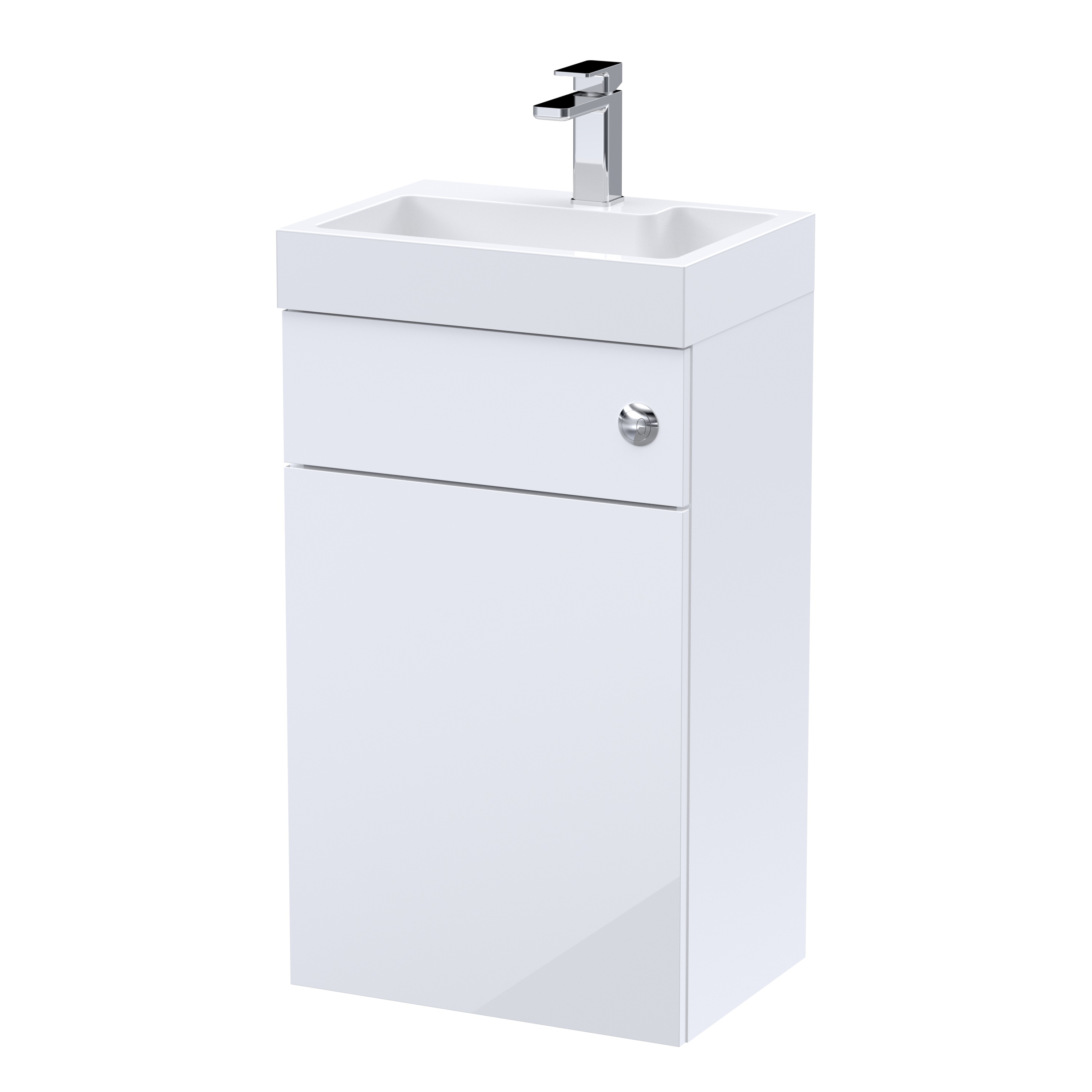 Nuie Athena 2 in 1 Gloss White 500mm Basin and WC Unit PRC145CB
