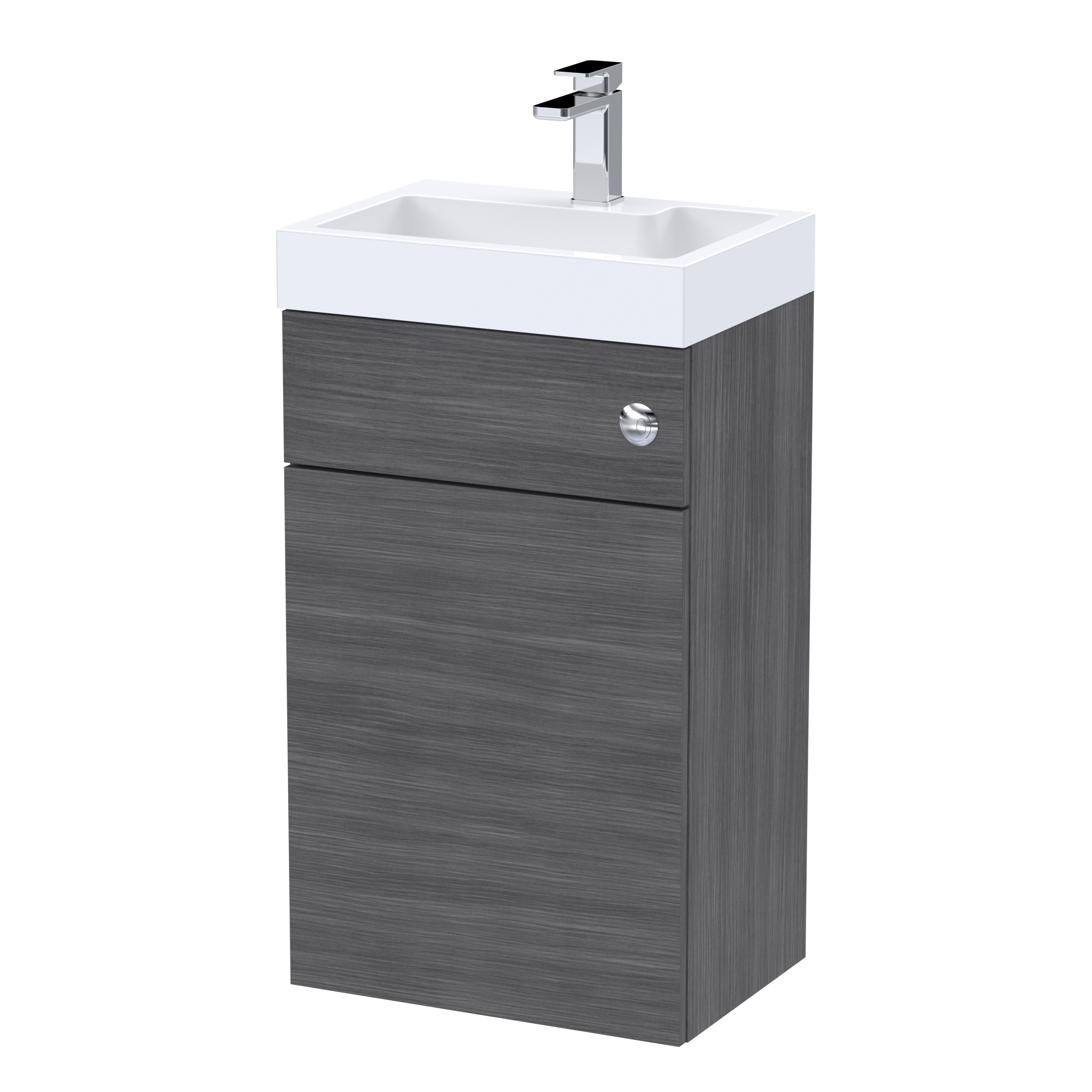 Nuie Athena 2 in 1 Anthracite Woodgrain 500mm Basin and WC Unit PRC545CB