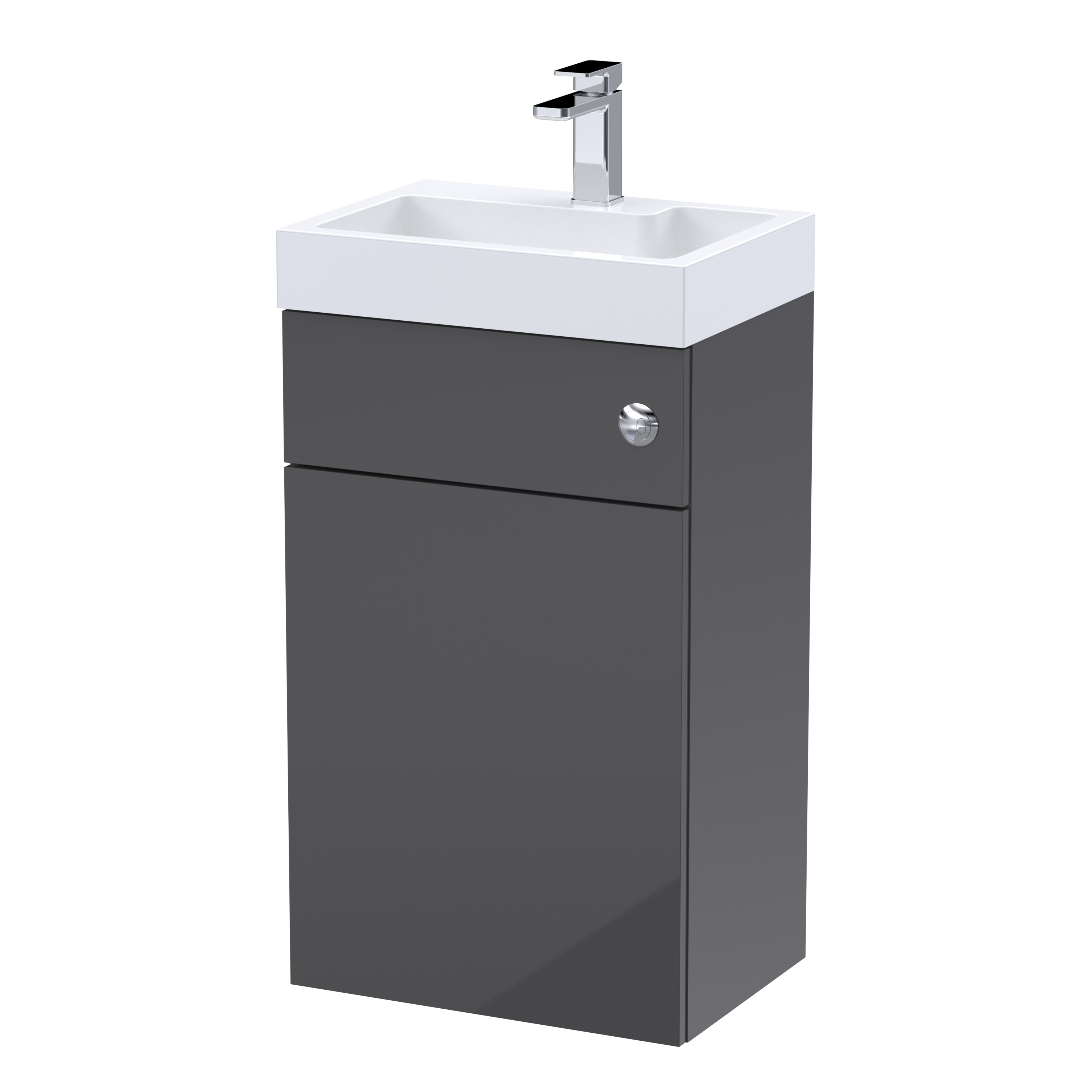 Nuie Athena 2 in 1 Gloss Grey 500mm Basin and WC Unit PRC945CB
