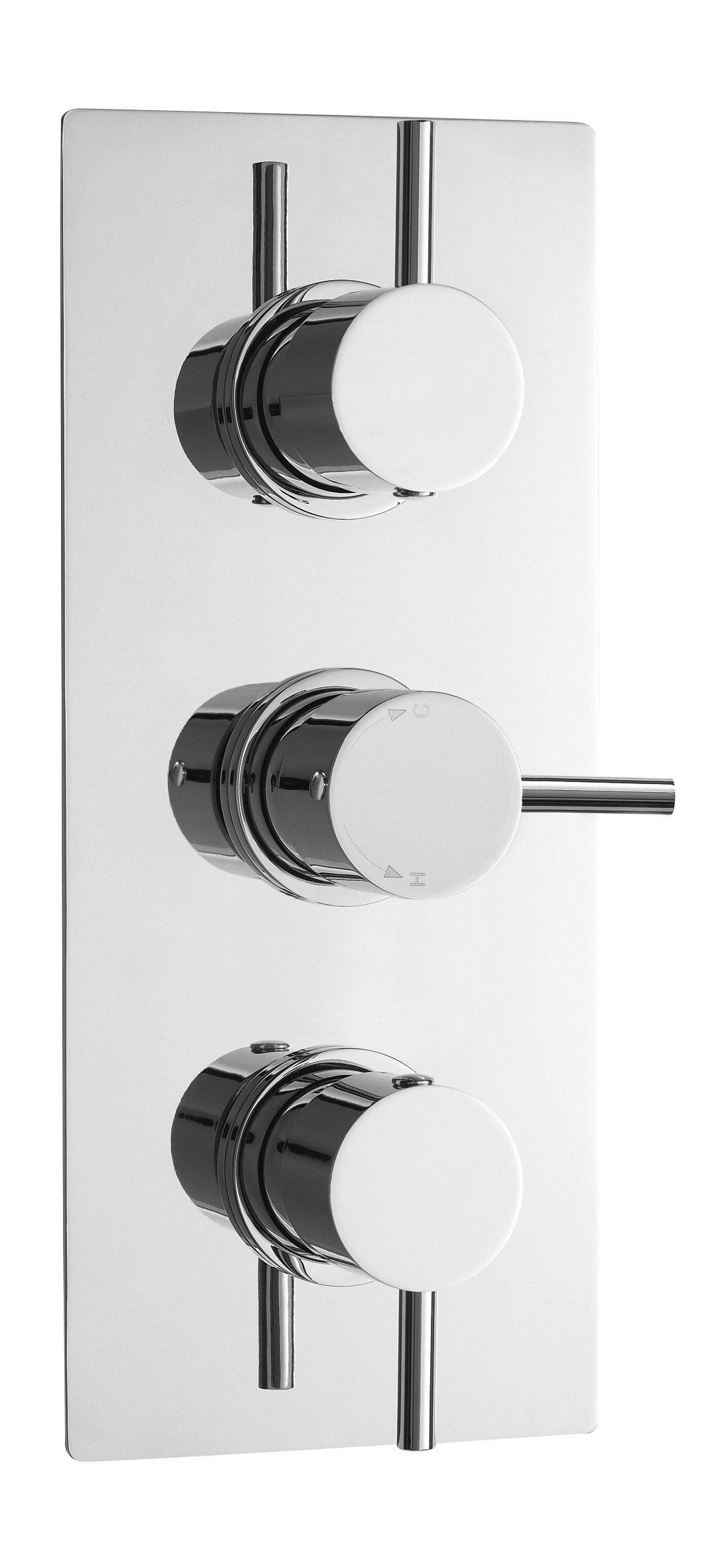 Nuie Round Chrome 2 Outlet Triple Thermostatic Shower Valve QUEV53