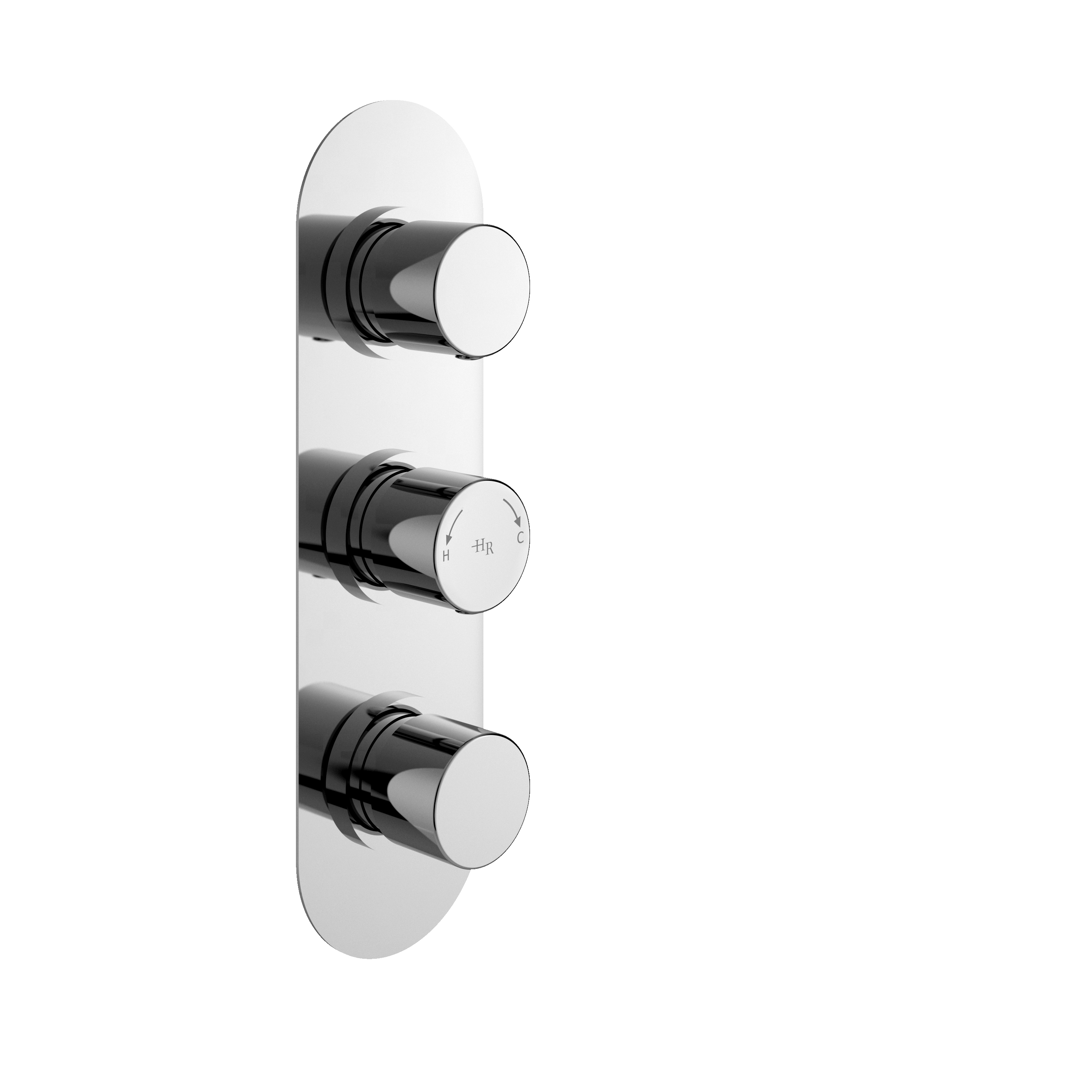 Hudson Reed Round Chrome 2 Outlet Triple Valve RNDTR02