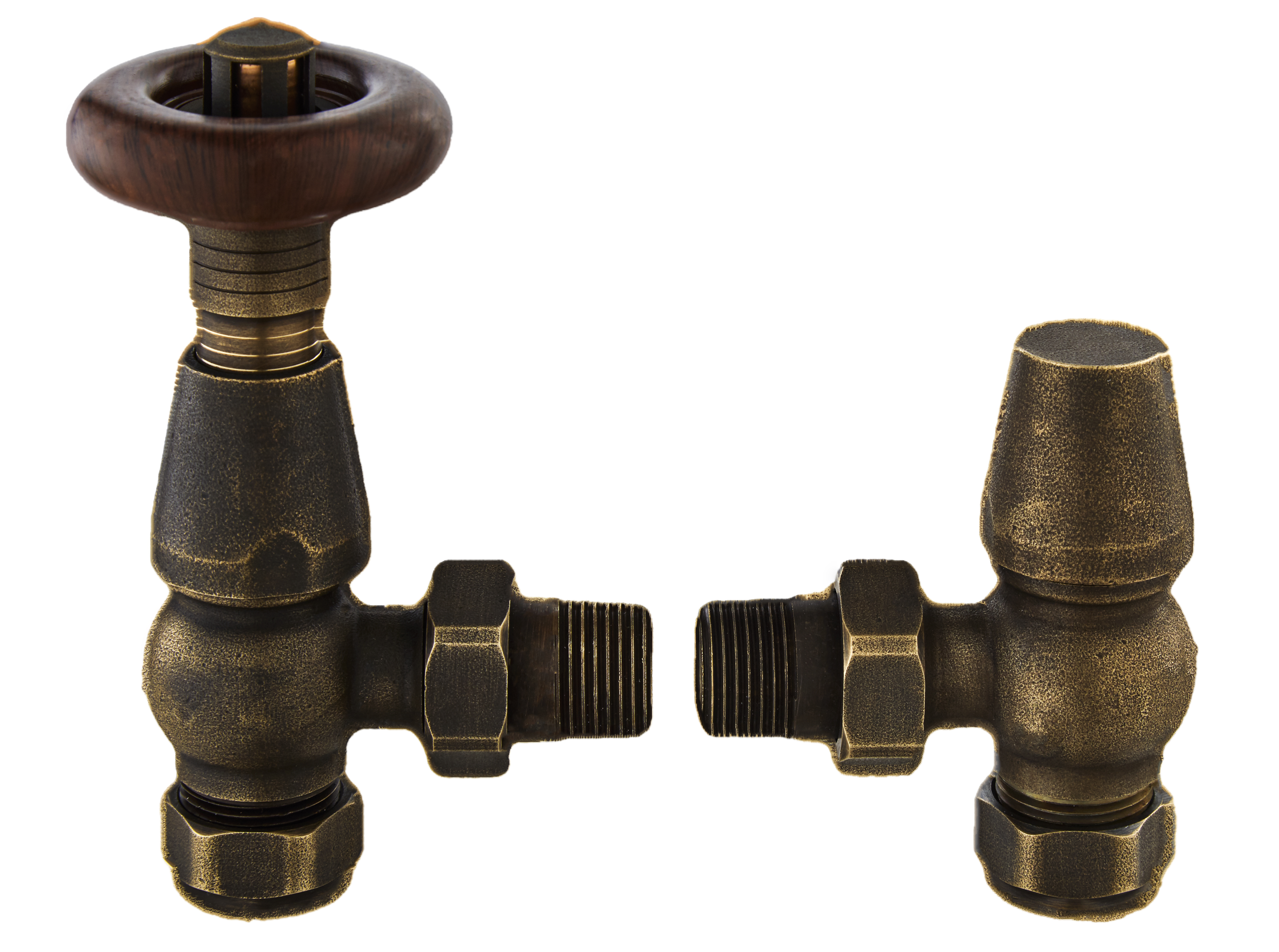 Hudson Reed Nuie Radiator Valves Antique Brass Camden Angled Thermostatic Valve RV201