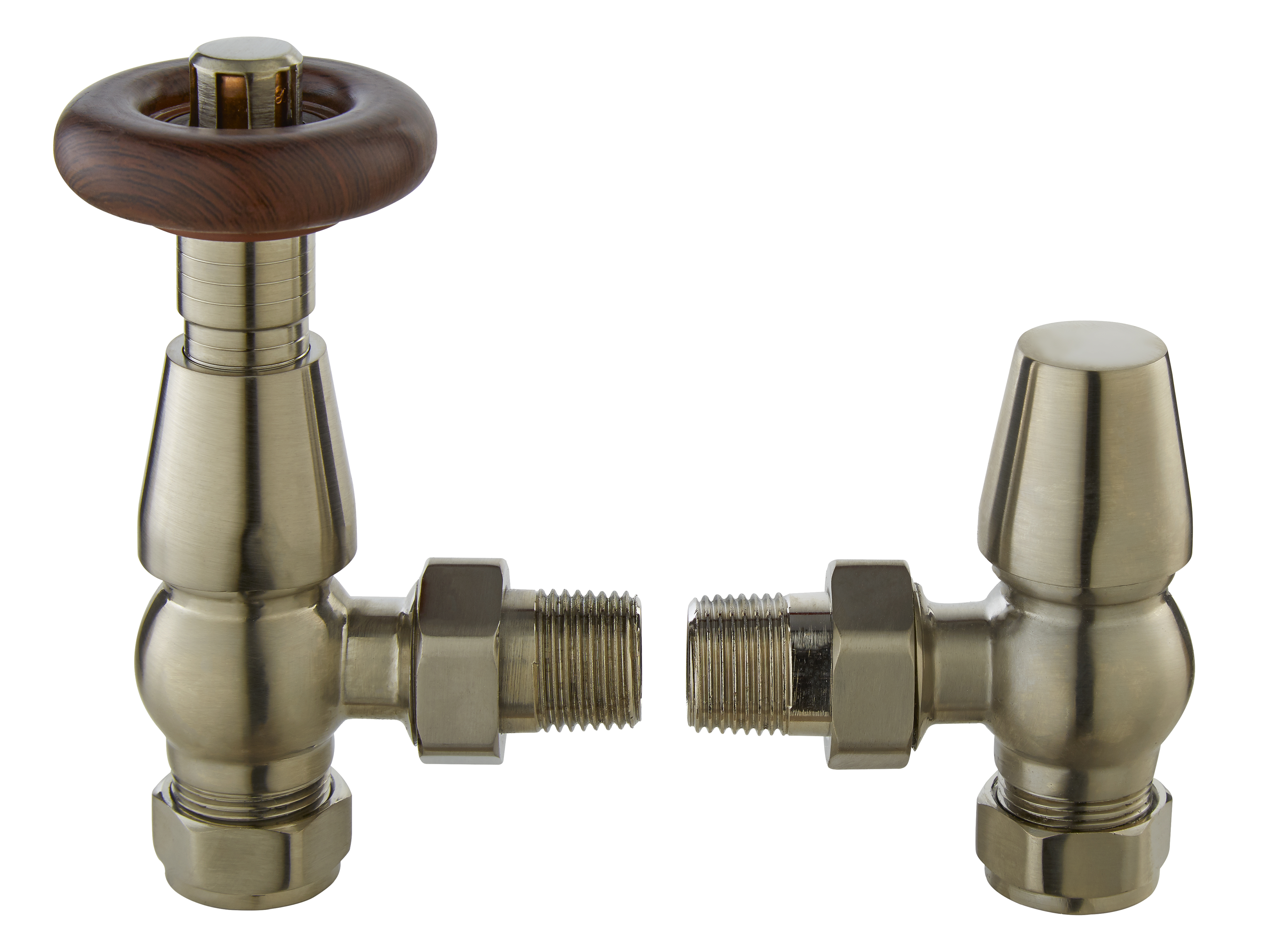 Hudson Reed Nuie Radiator Valves Satin Nickel Camden Angled Thermostatic Valve RV203
