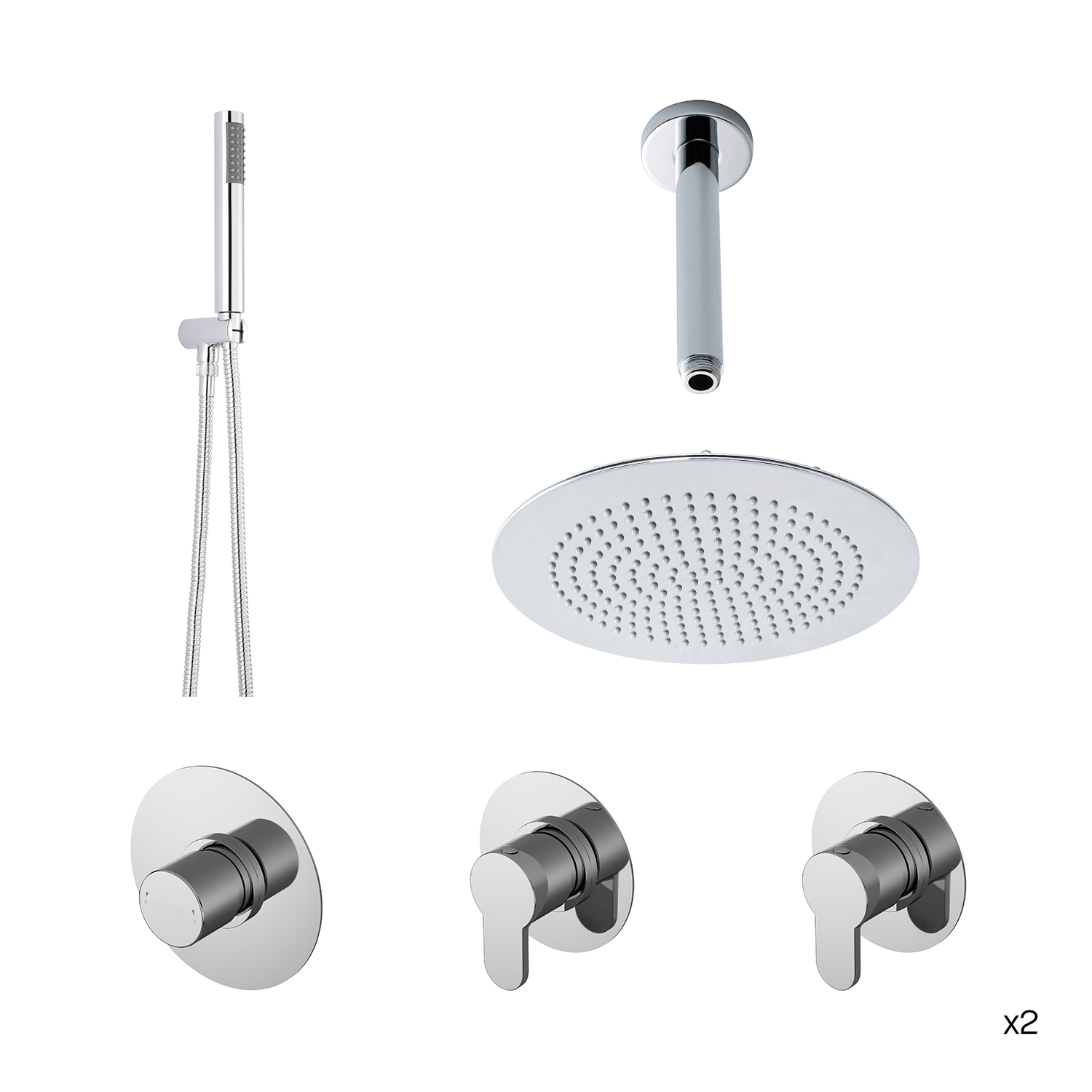 Nuie Arvan Chrome 2 Outlet Double Shower Bundle SBR133ST2