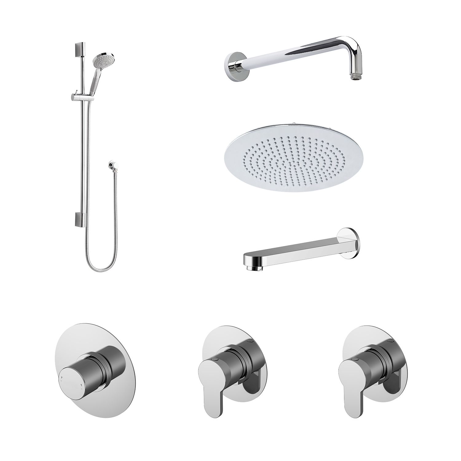 Nuie Arvan Chrome 3 Outlet Bundle with Stop Tap and Diverter SBR136ST3