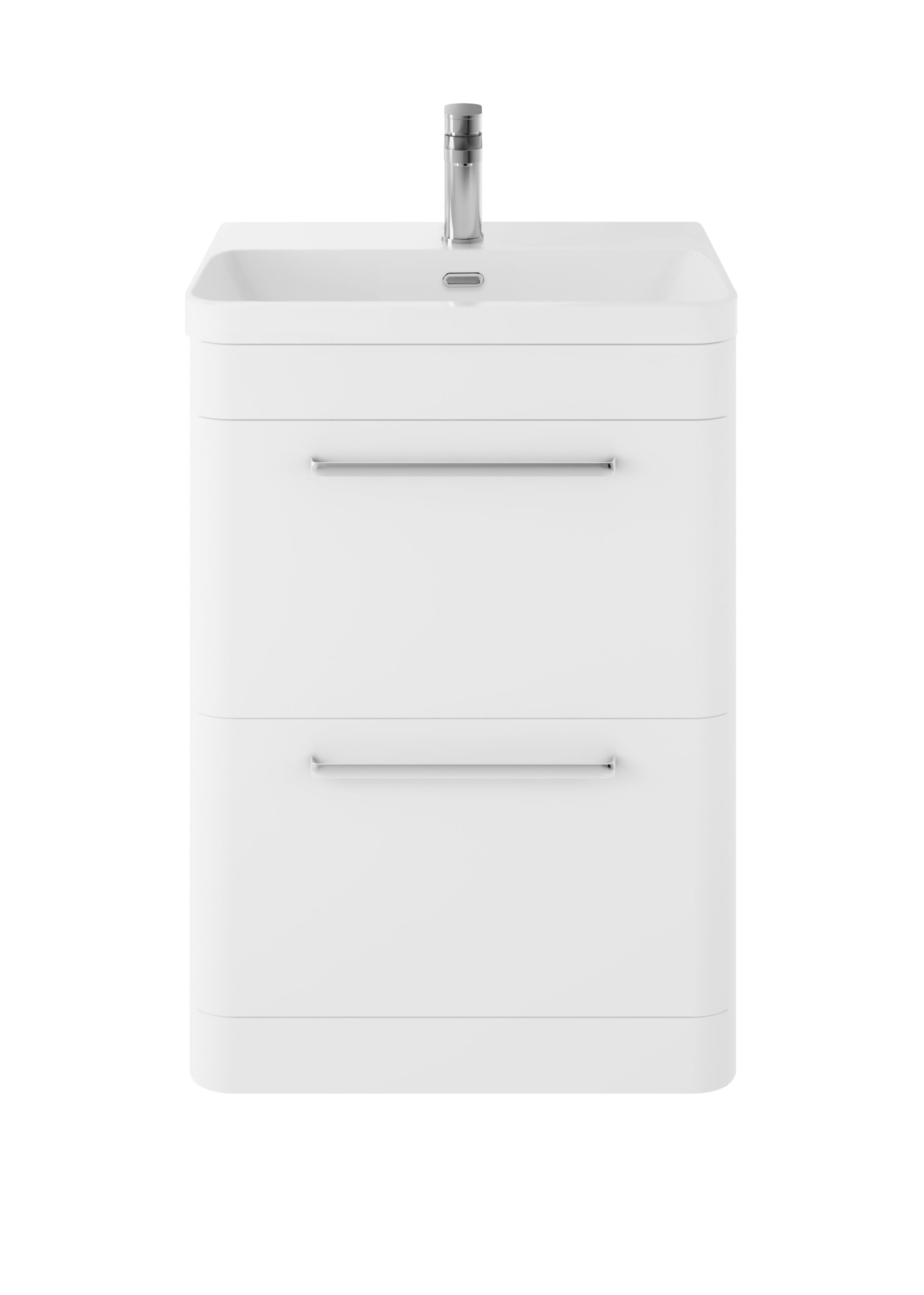 Hudson Reed Solar Pure White Floor Standing 600mm Vanity Unit and Thin Edge Ceramic Basin SOL101B