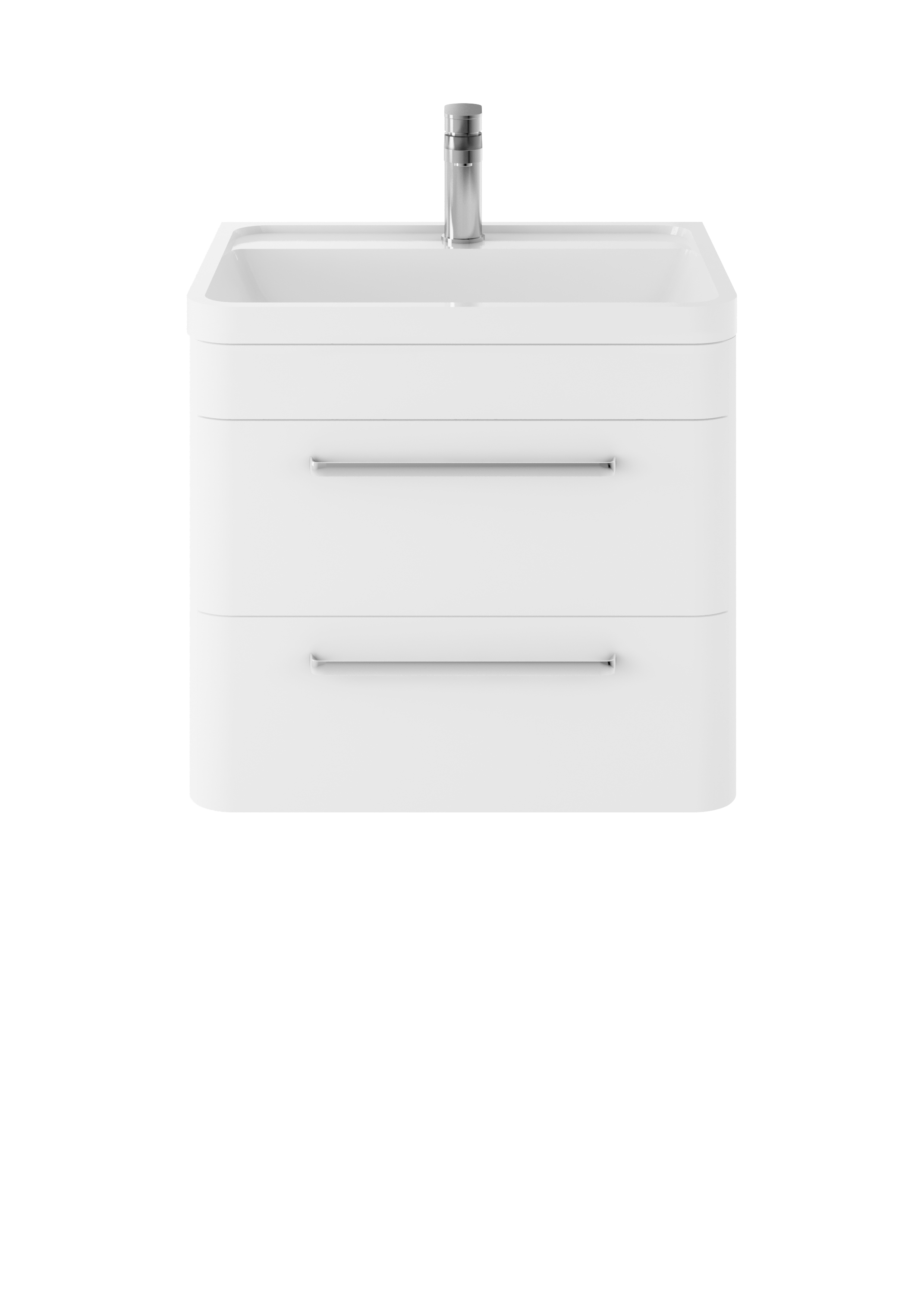 Hudson Reed Solar Pure White Wall Hung 600mm Vanity Unit and Polymarble Basin SOL102