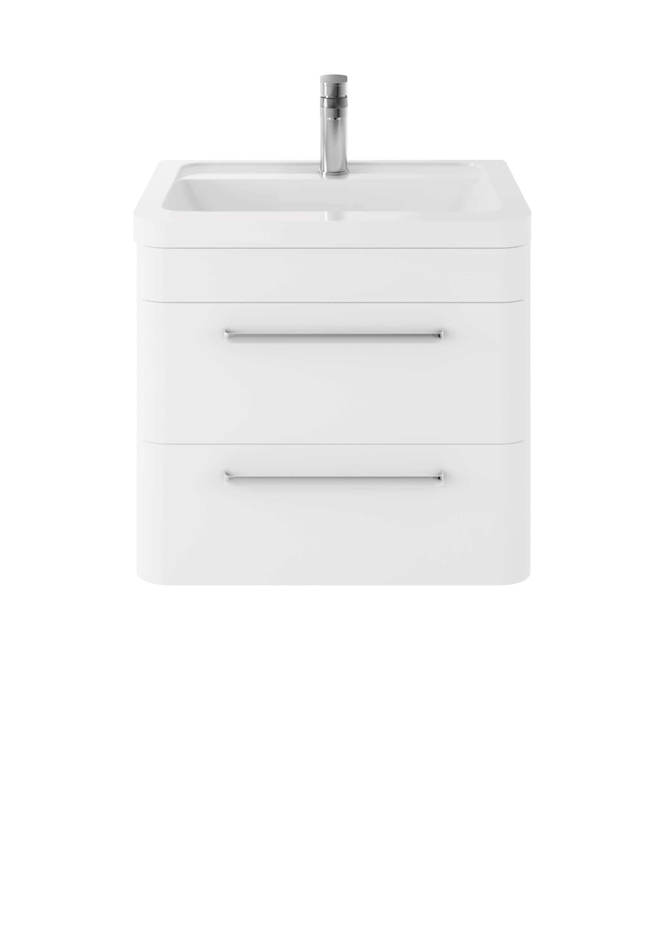 Hudson Reed Solar Pure White Wall Hung 600mm Vanity Unit and Ceramic Basin SOL102A