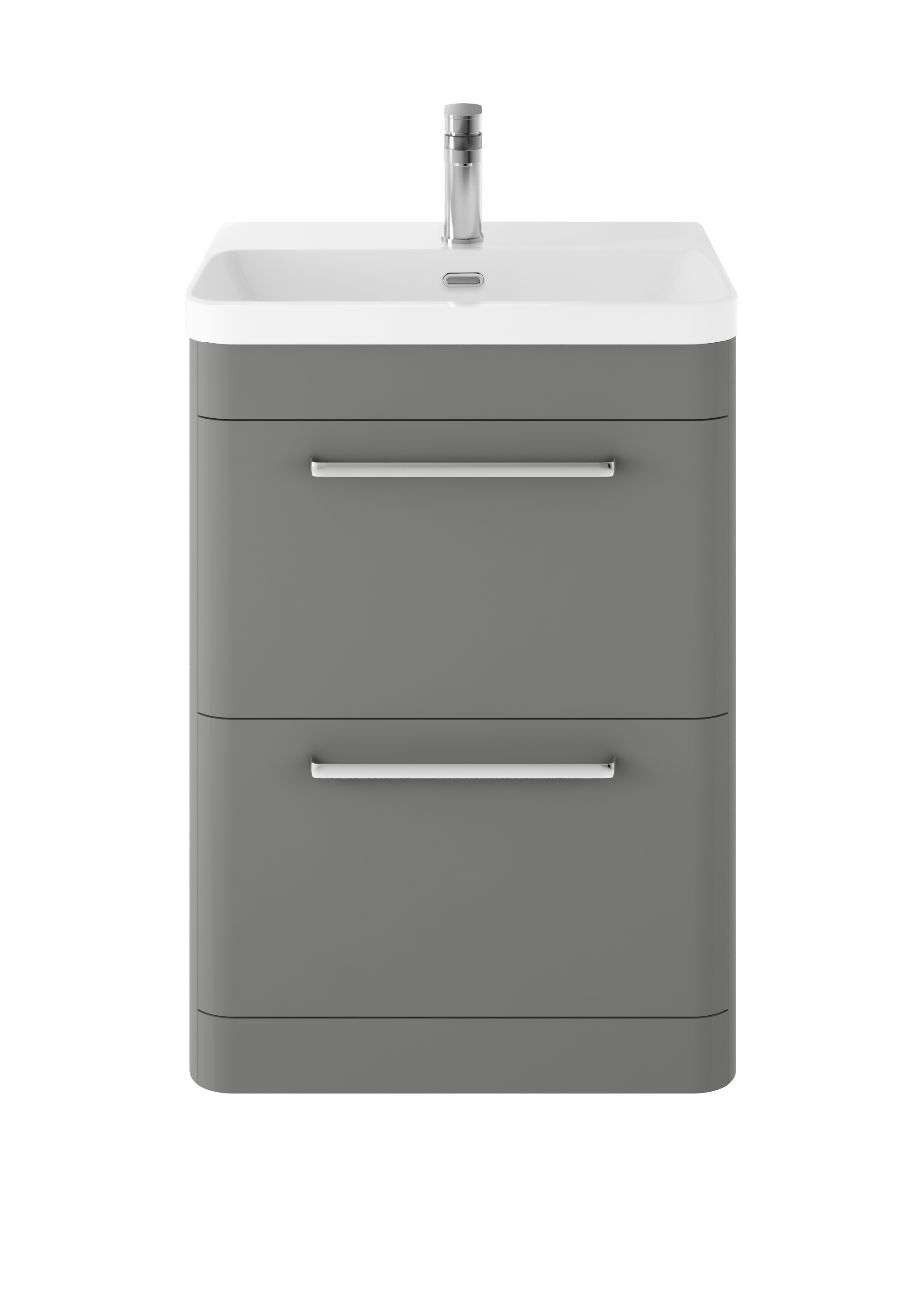 Hudson Reed Solar Cool Grey Floor Standing 600mm Vanity Unit and Thin Edge Ceramic Basin SOL201B