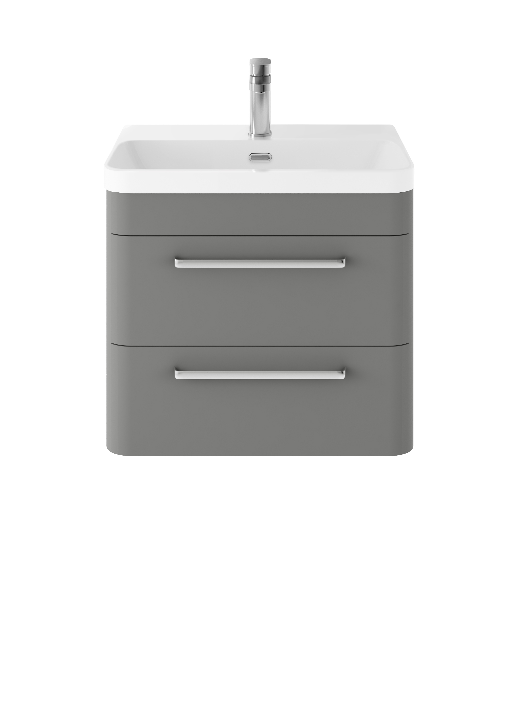 Hudson Reed Solar Cool Grey Wall Hung 600mm Vanity Unit and Thin Edge Ceramic Basin SOL202B