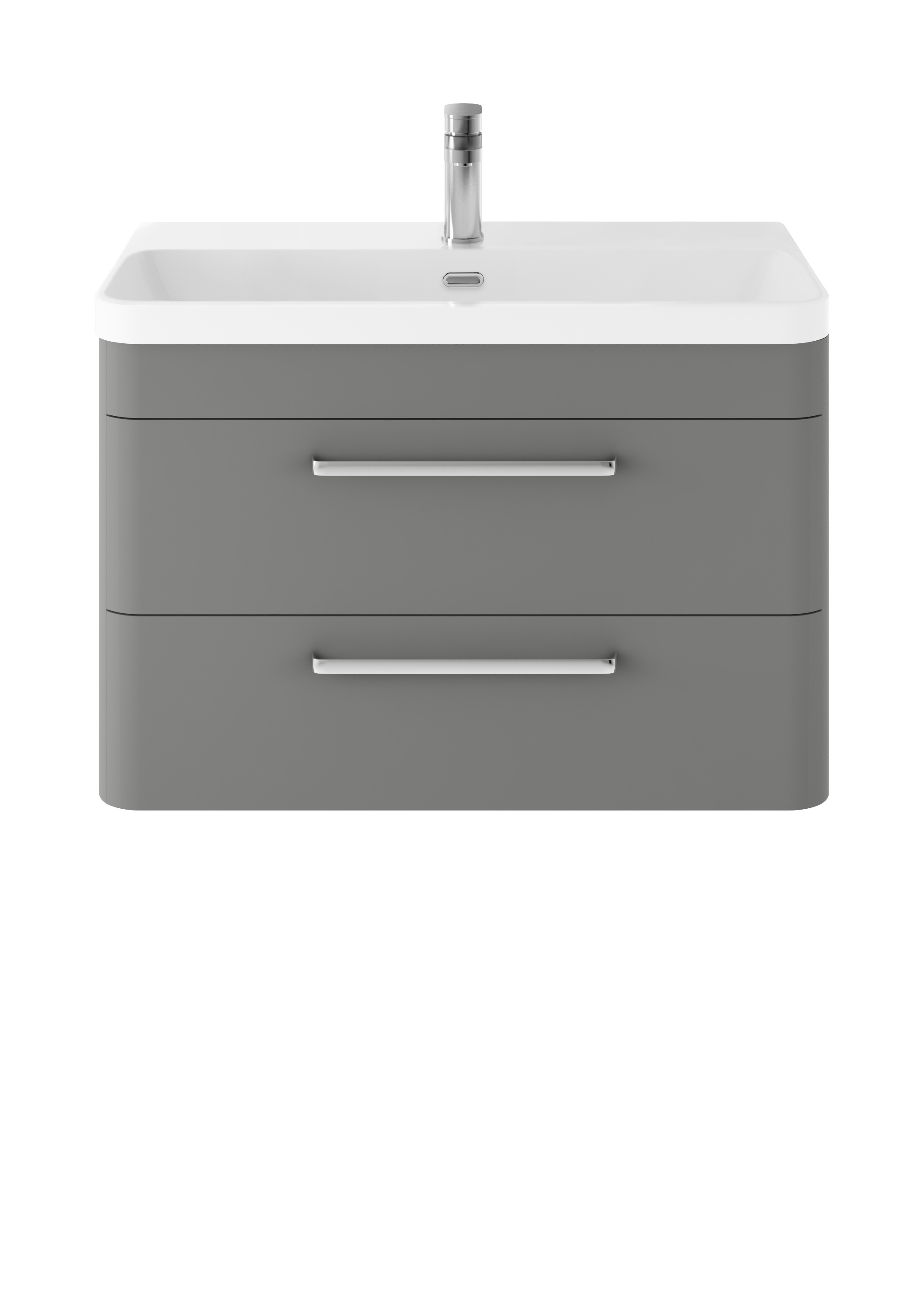 Hudson Reed Solar Cool Grey Wall Hung 800mm Vanity Unit and Thin Edge Ceramic Basin SOL204B
