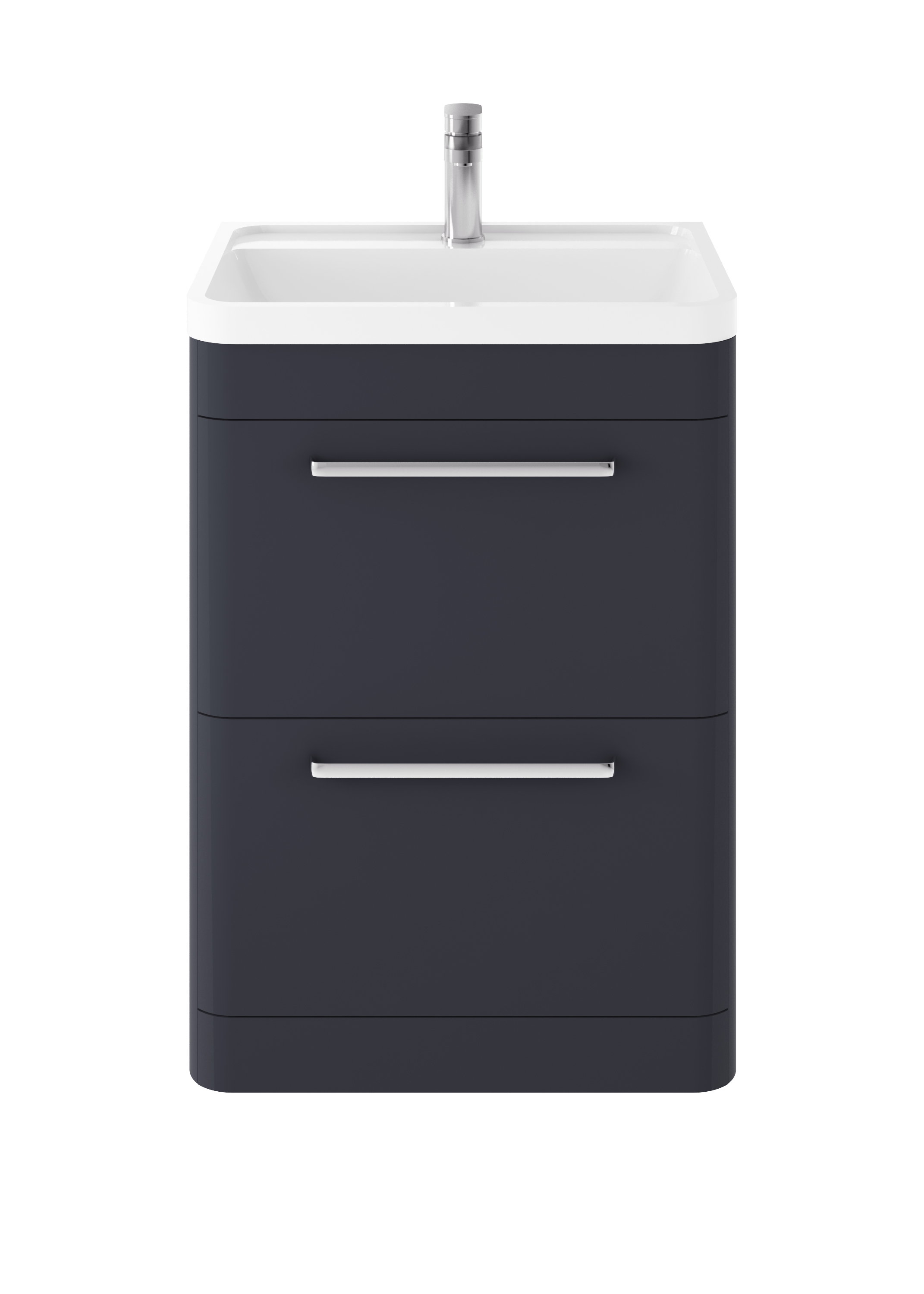 Hudson Reed Solar Indigo Blue Floor Standing 600mm Vanity Unit and Polymarble Basin SOL301