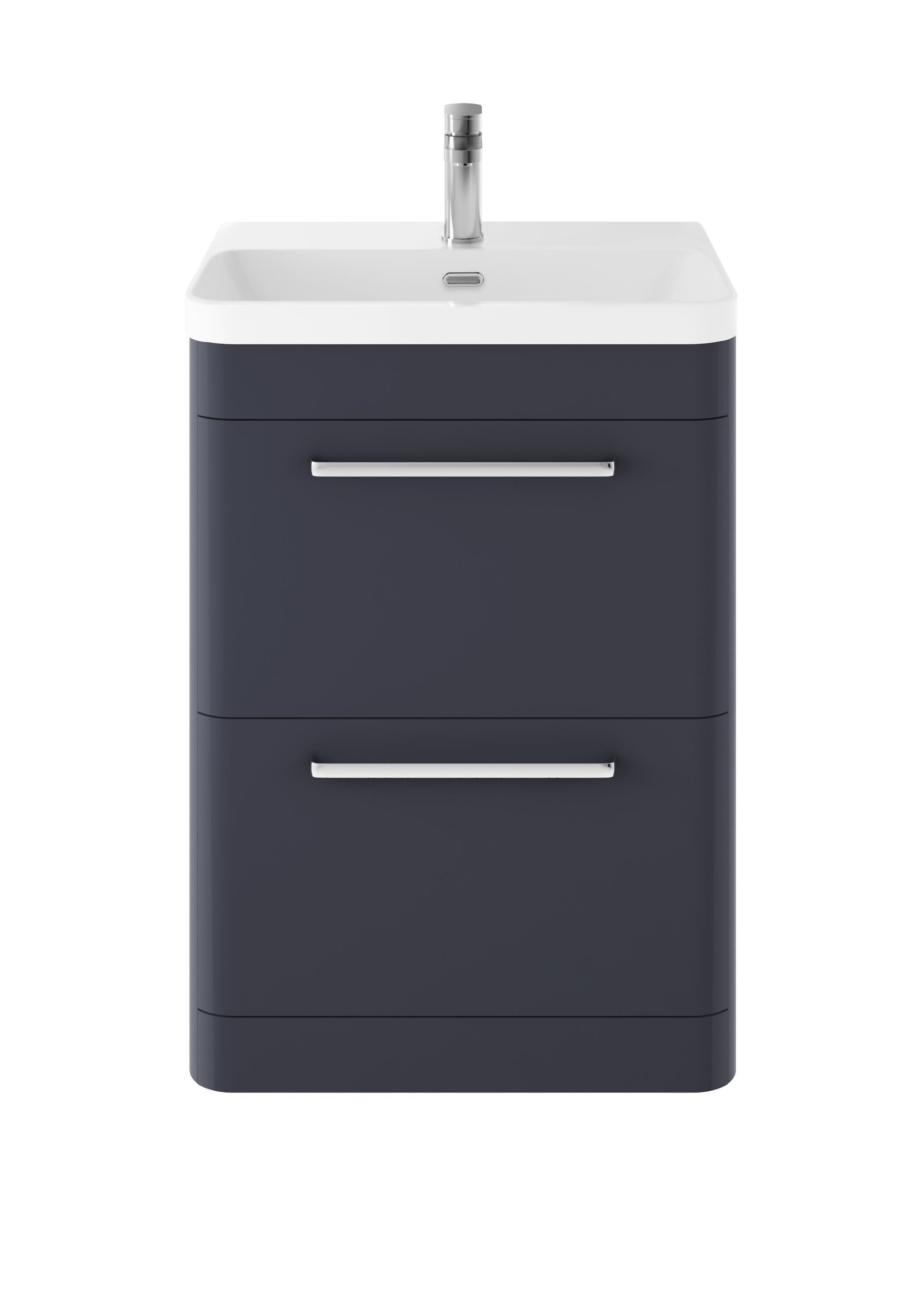 Hudson Reed Solar Indigo Blue Floor Standing 600mm Vanity Unit and Thin Edge Ceramic Basin SOL301B