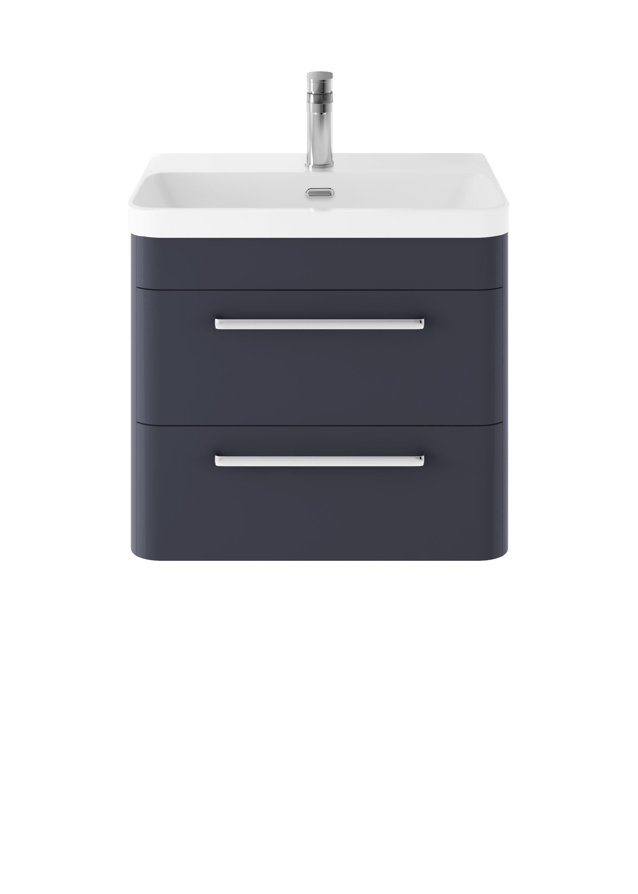 Hudson Reed Solar Indigo Blue Wall Hung 600mm Vanity Unit and Thin Edge Ceramic Basin SOL302B
