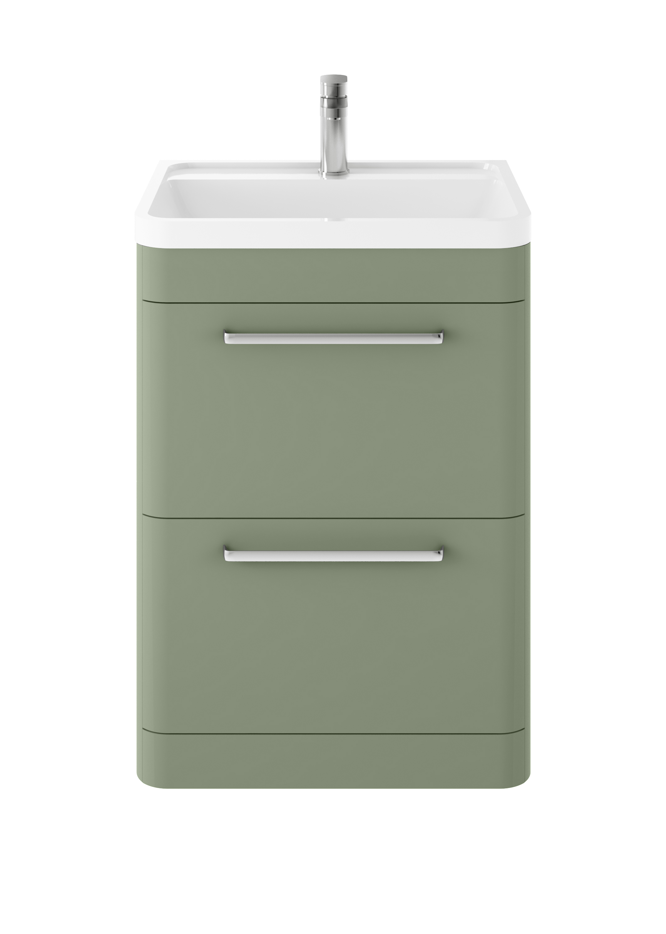 Hudson Reed Solar Fern Green Floor Standing 600mm Vanity Unit and Polymarble Basin SOL801