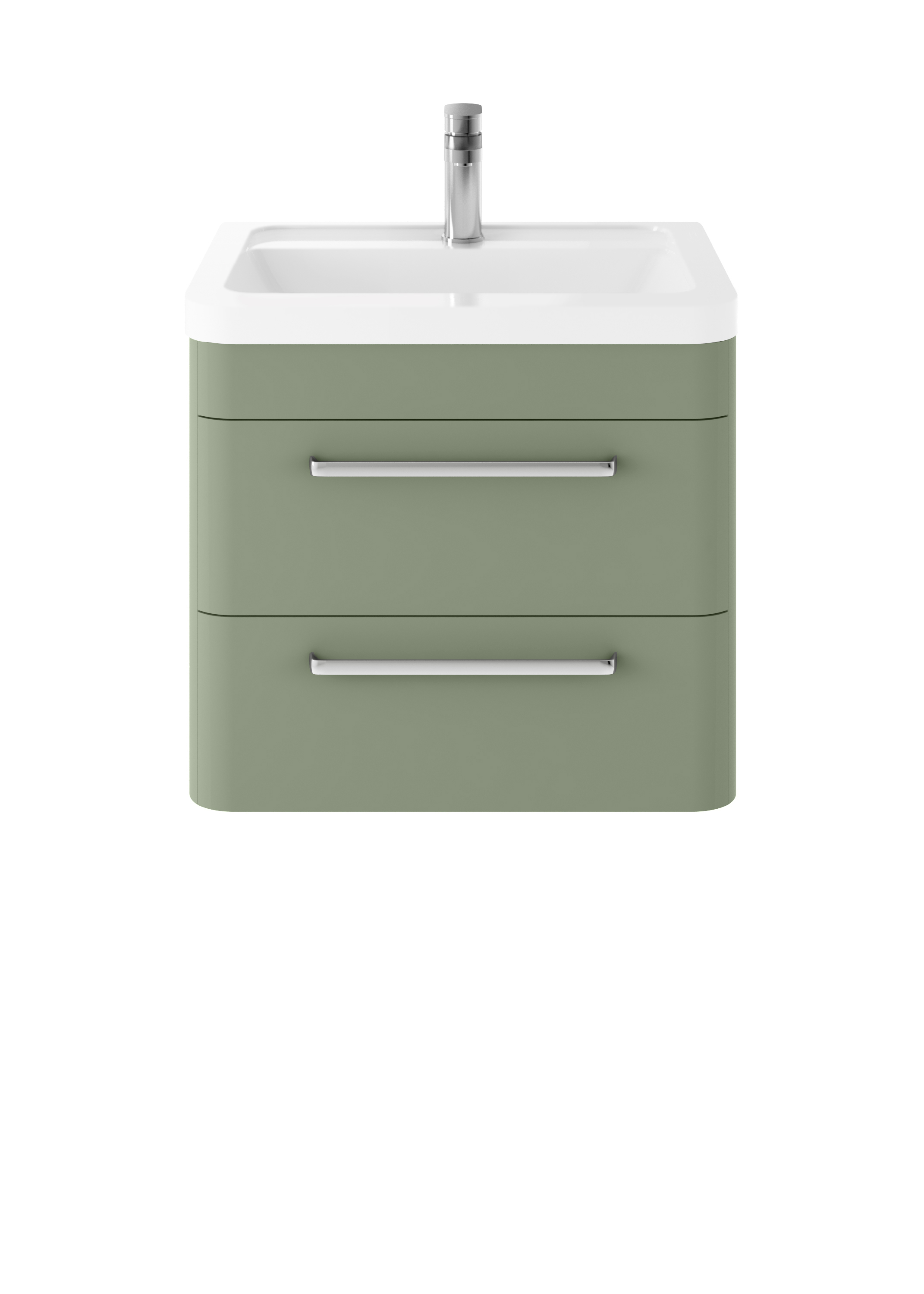 Hudson Reed Solar Fern Green Wall Hung 600mm Vanity Unit and Ceramic Basin SOL802A