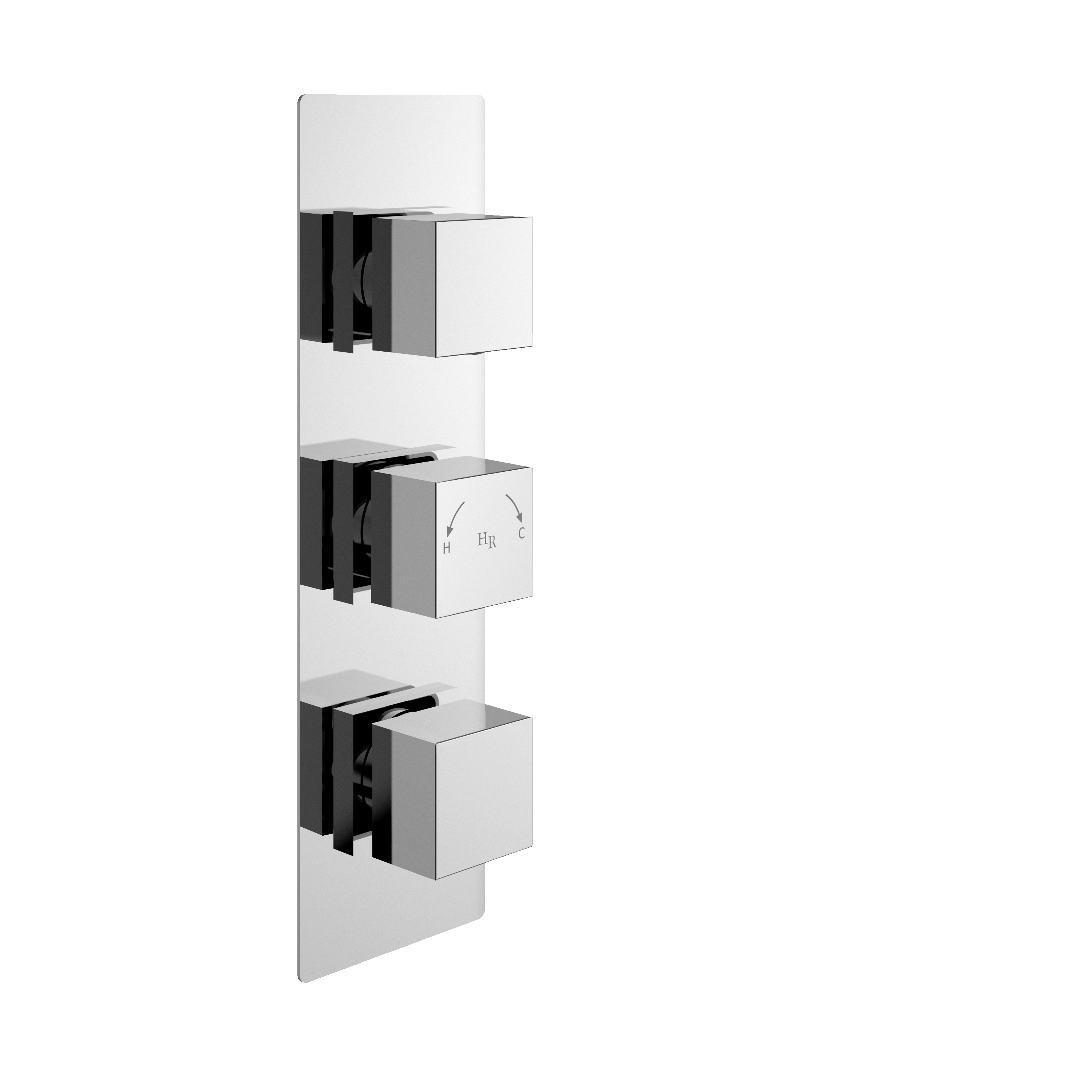 Hudson Reed Square Chrome 2 Outlet Triple Valve SQRTR02