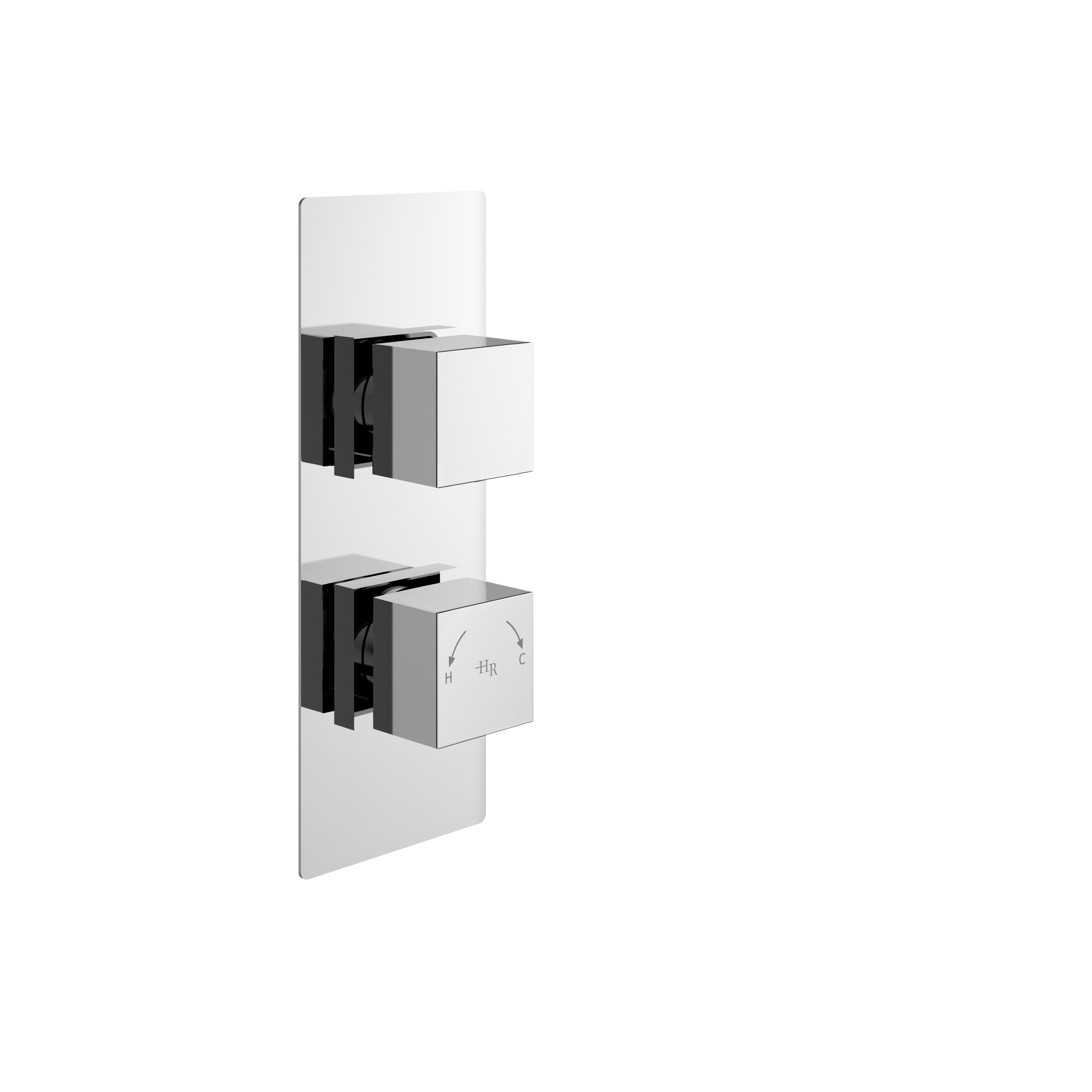 Hudson Reed Square Chrome 2 Outlet Twin Valve with Diverter SQRTW02