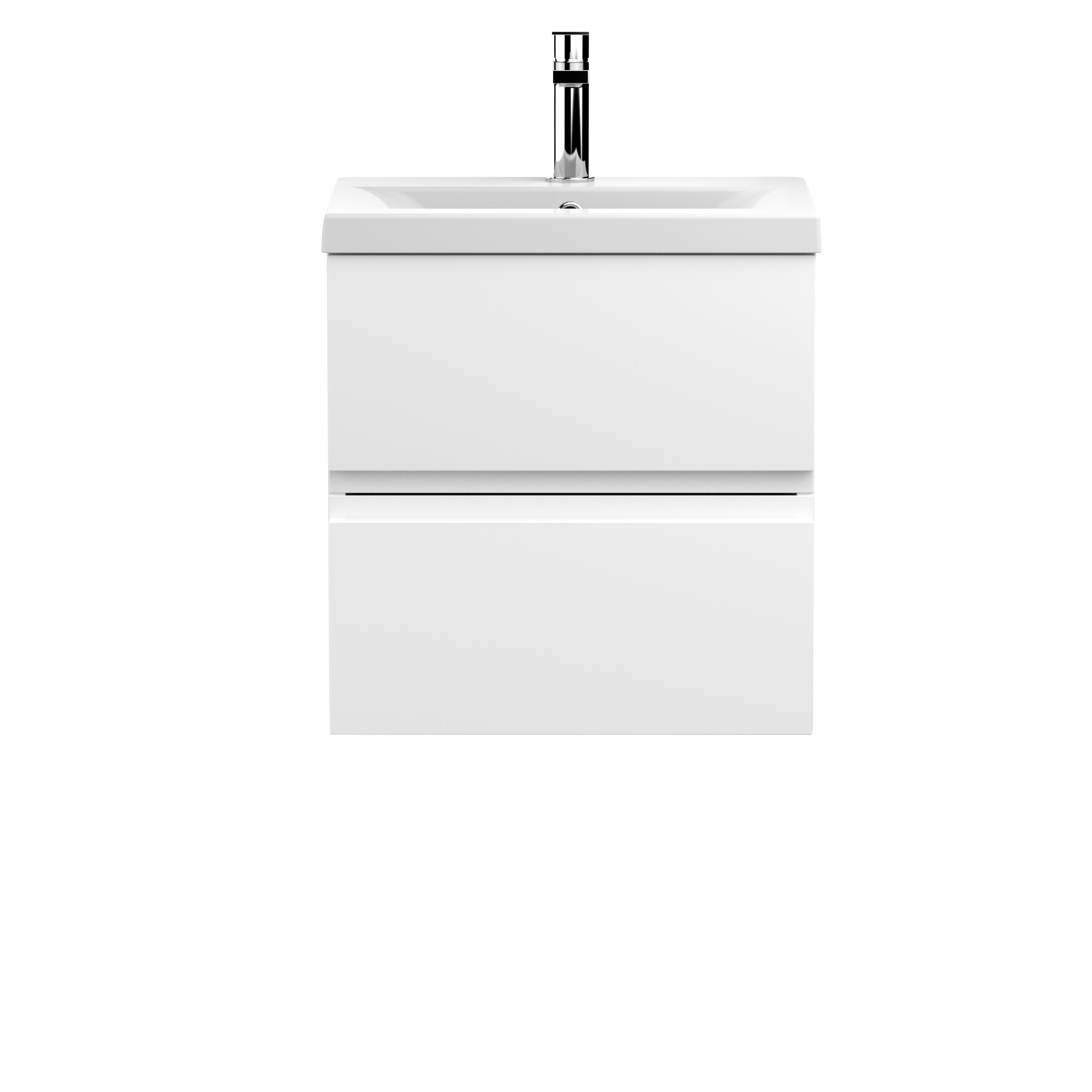 Hudson Reed Urban Satin White 500mm Wall Hung 2 Drawer Vanity Unit and Mid Edge Ceramic Basin URB102A