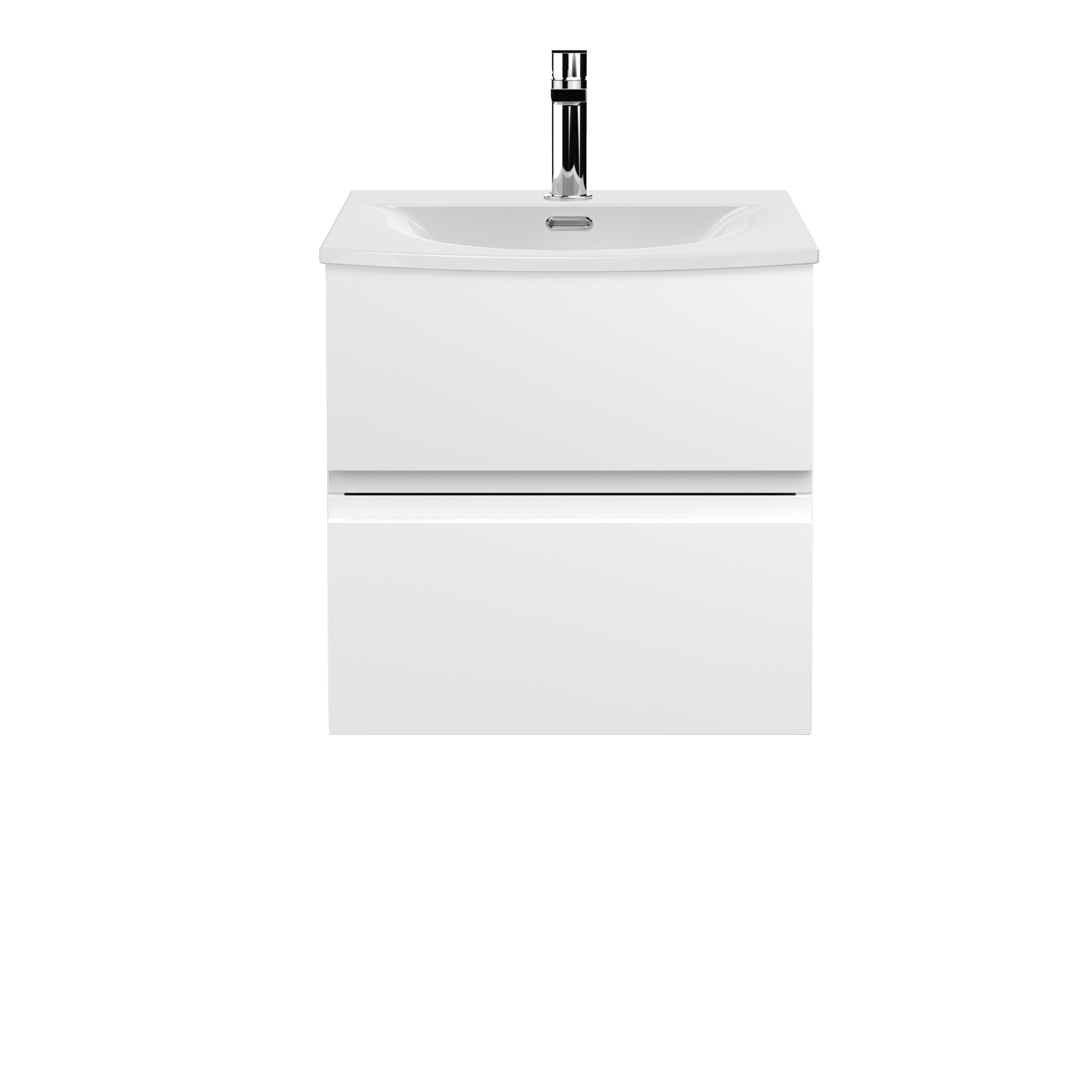 Hudson Reed Urban Satin White 500mm Wall Hung 2 Drawer Vanity Unit and Curved Ceramic Basin URB102G