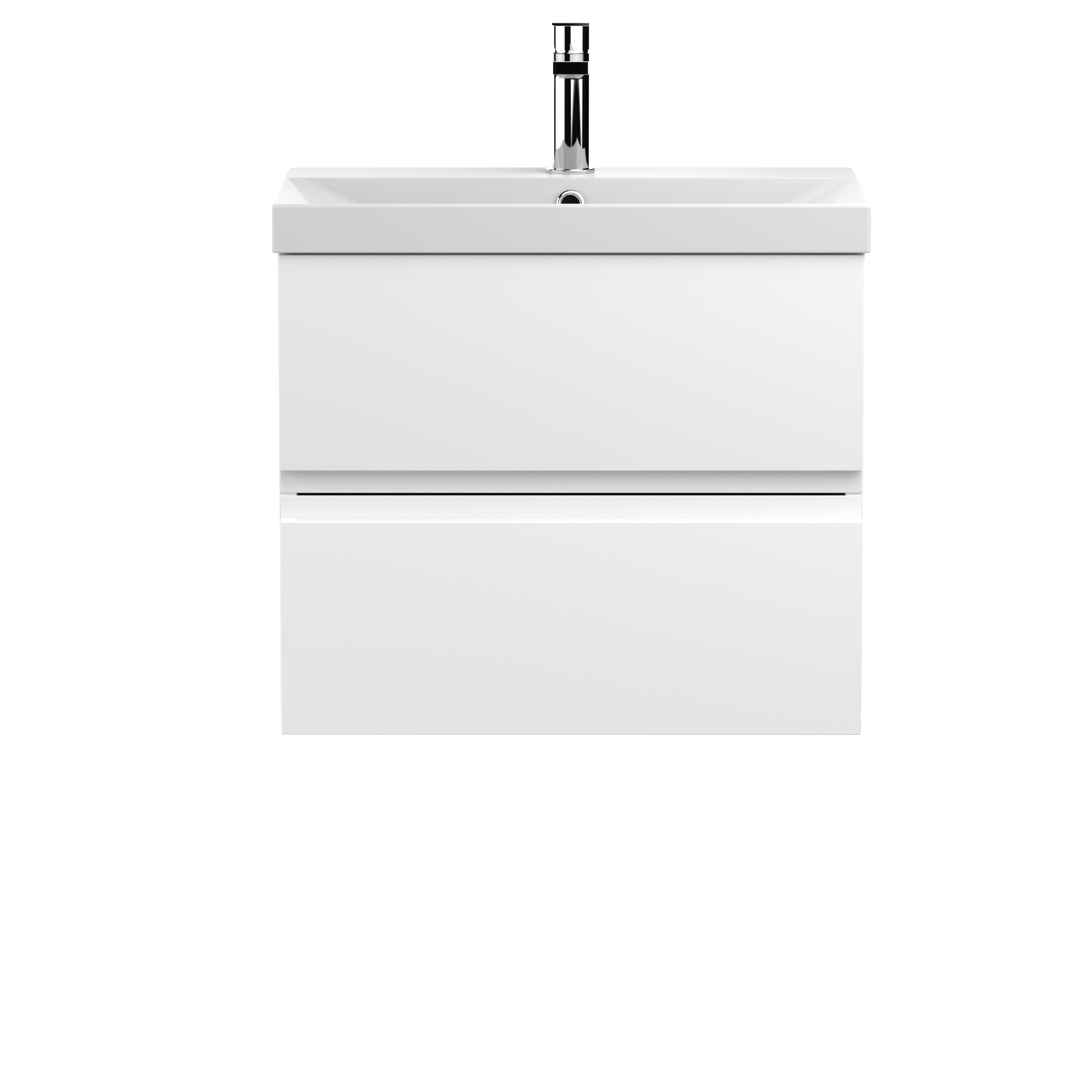 Hudson Reed Urban Satin White 600mm Wall Hung 2 Drawer Vanity Unit and Thin Edge Basin URB104D