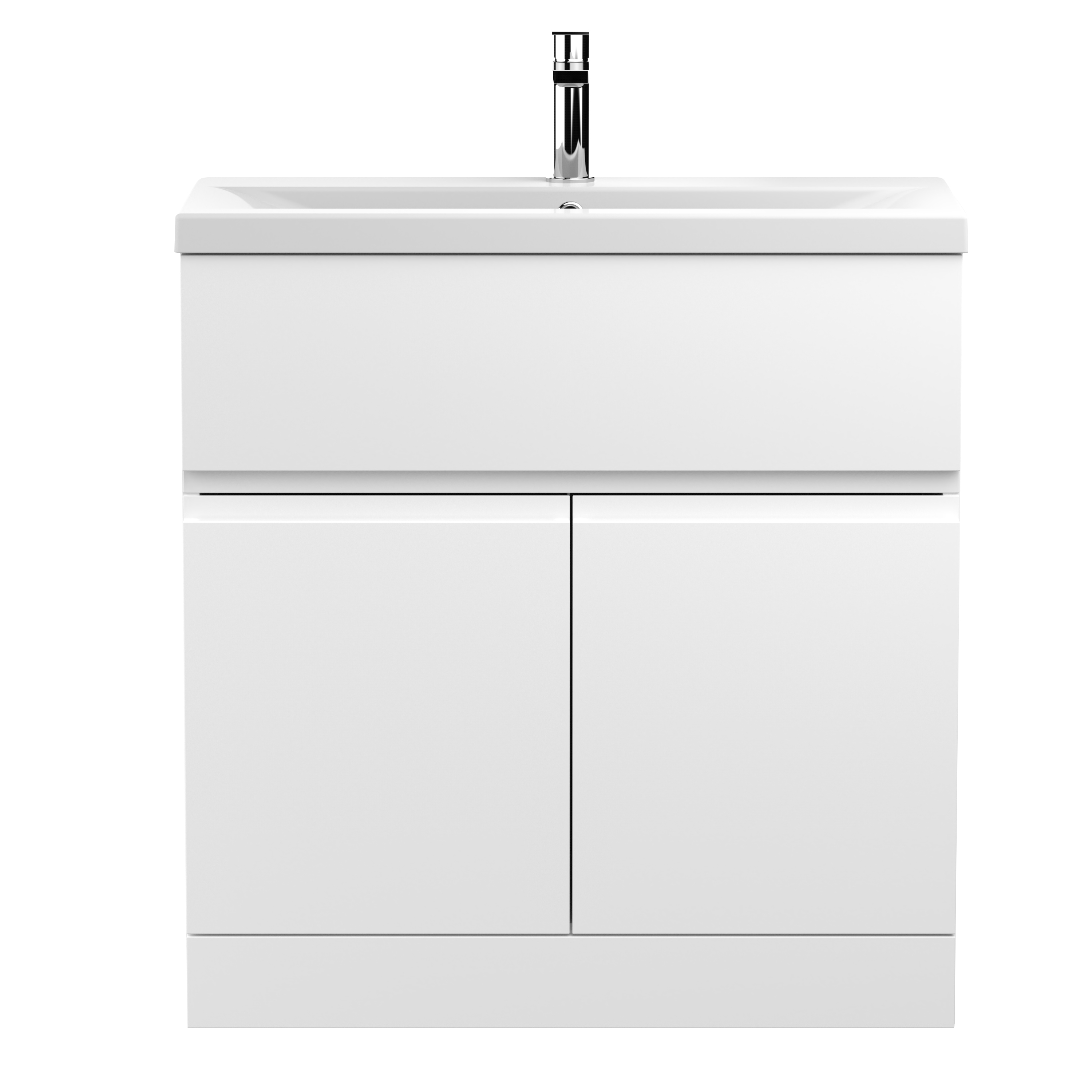 Hudson Reed Urban Satin White 800mm Floor Standing 2 Door Vanity Unit and Mid Edge Ceramic Basin URB105A