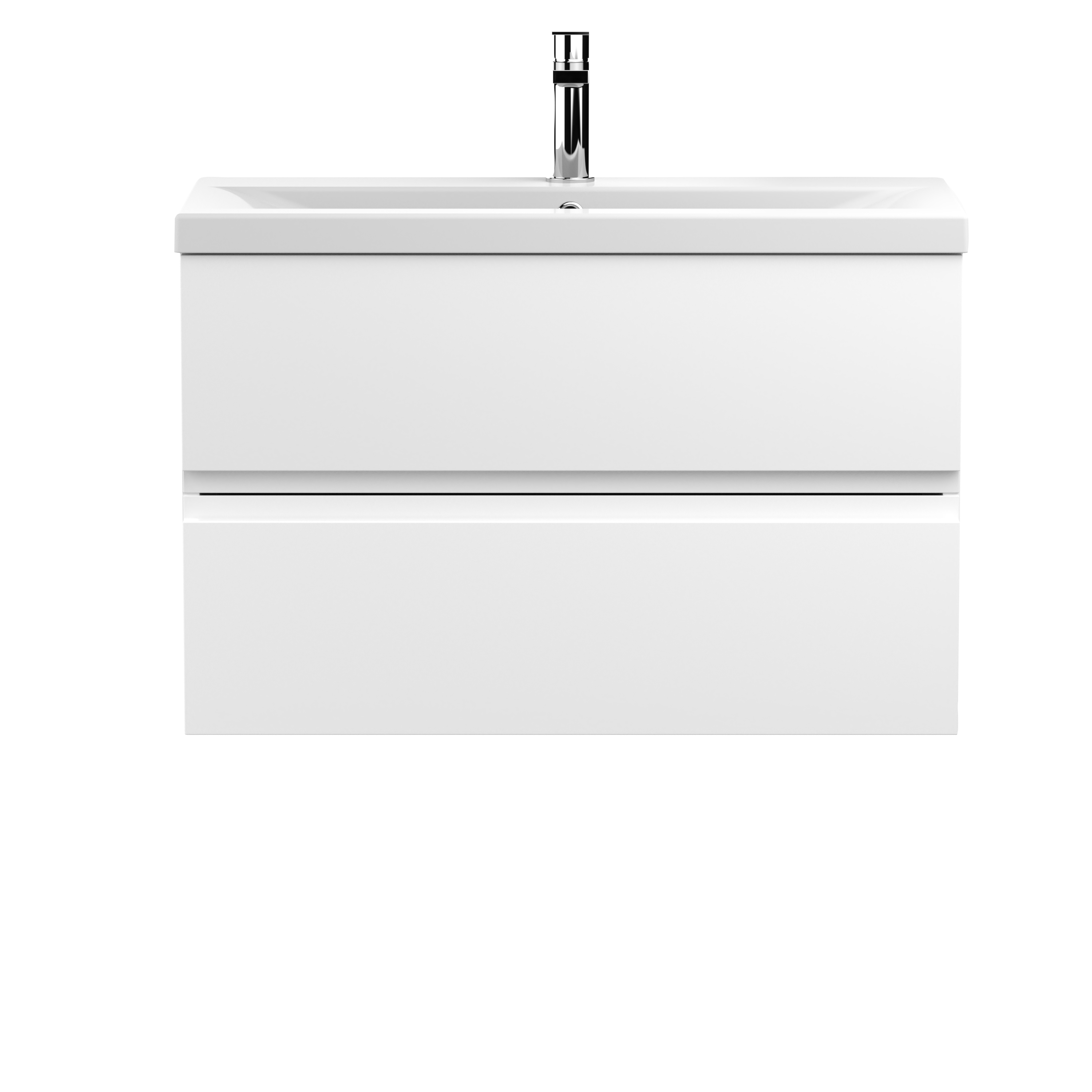 Hudson Reed Urban Satin White 800mm Wall Hung 2 Drawer Vanity Unit and Mid Edge Ceramic Basin URB106A