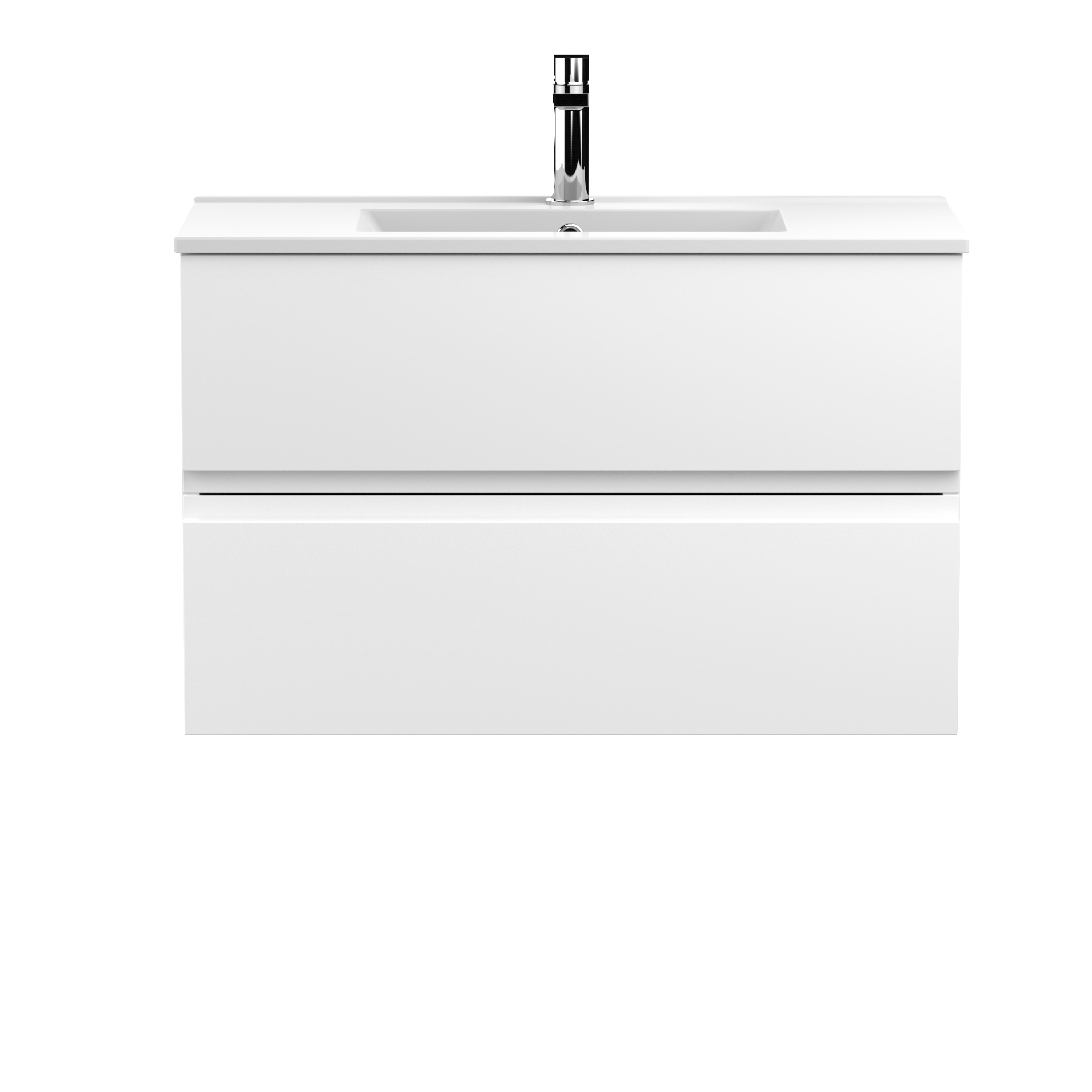 Hudson Reed Urban Satin White 800mm Wall Hung 2 Drawer Vanity Unit and Minimalist Basin URB106B