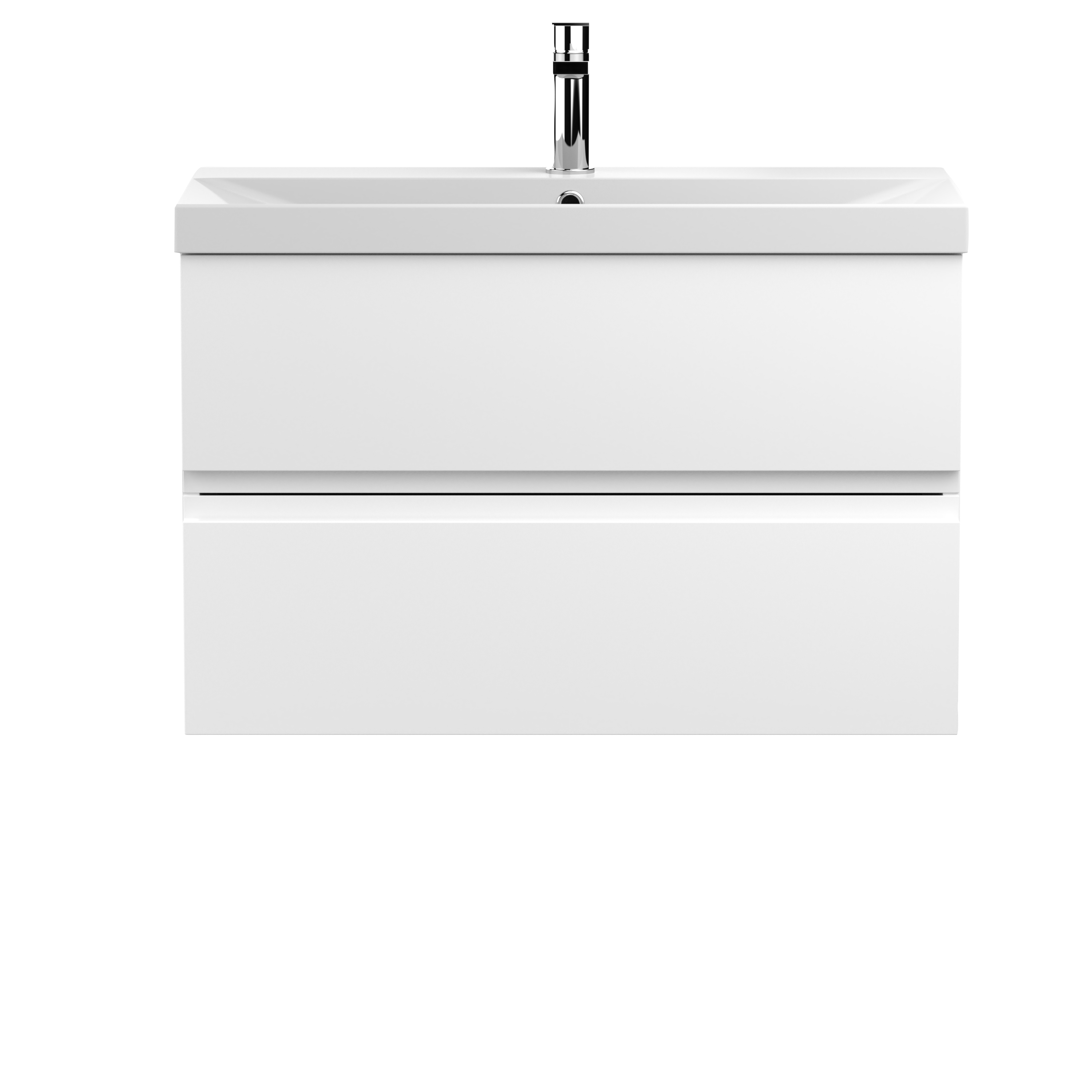 Hudson Reed Urban Satin White 800mm Wall Hung 2 Drawer Vanity Unit and Thin Edge Basin URB106D