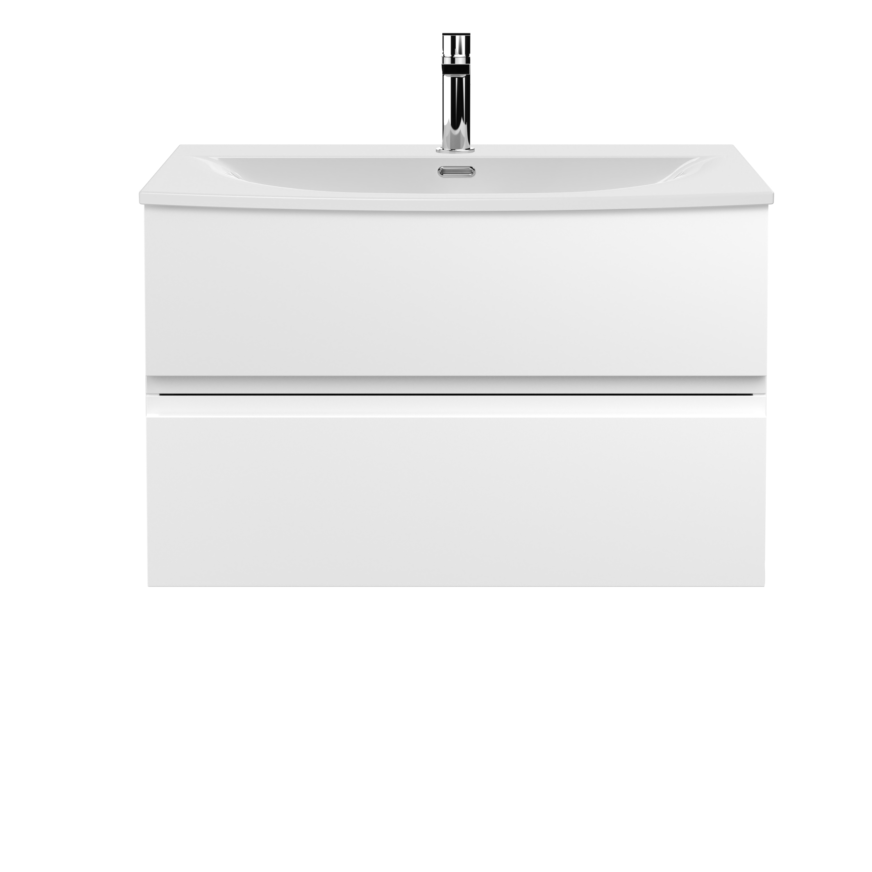 Hudson Reed Urban Satin White 800mm Wall Hung 2 Drawer Vanity Unit and Curved Ceramic Basin URB106G