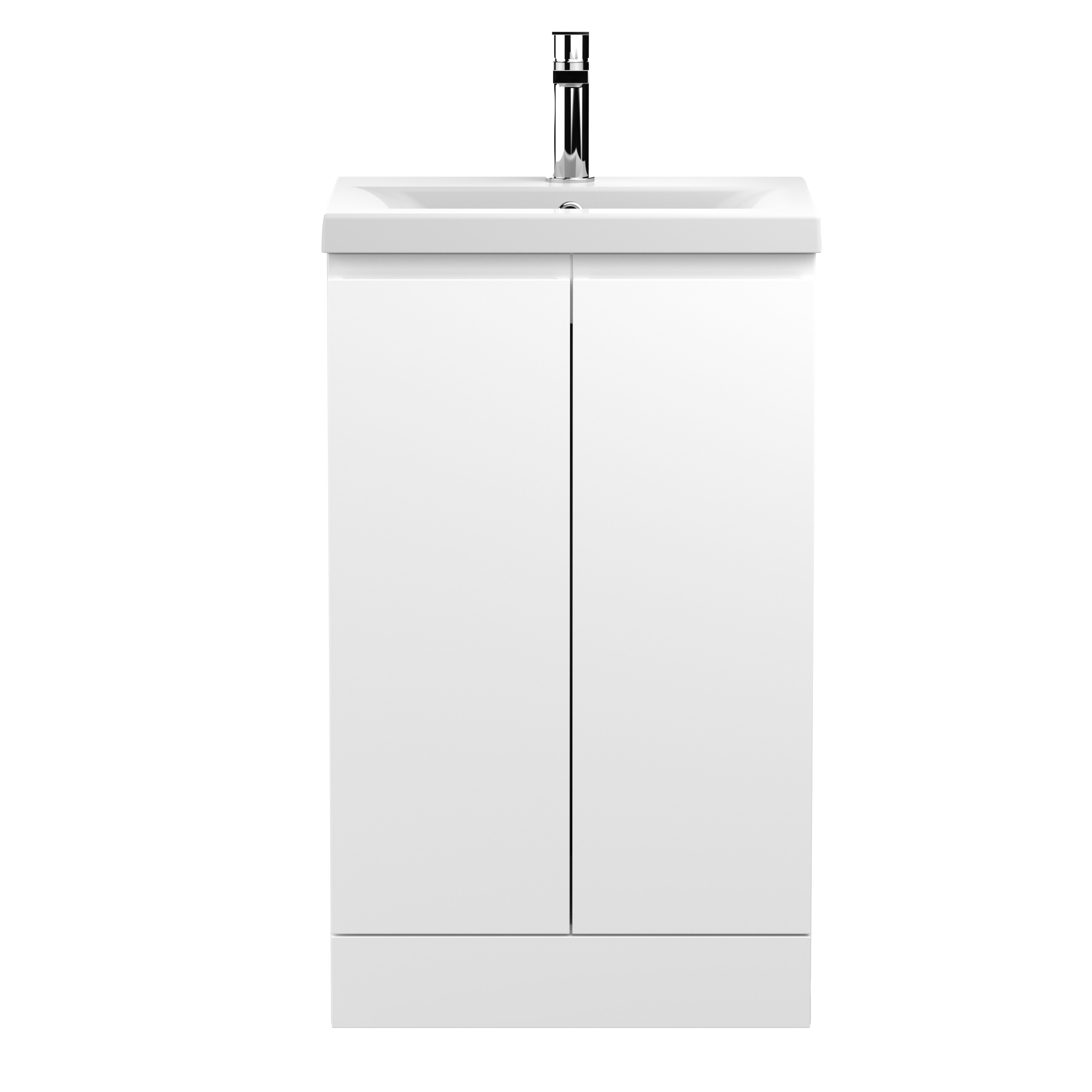 Hudson Reed Urban Satin White 500mm Floor Standing 2 Door Vanity Unit and Mid Edge Ceramic Basin URB107A