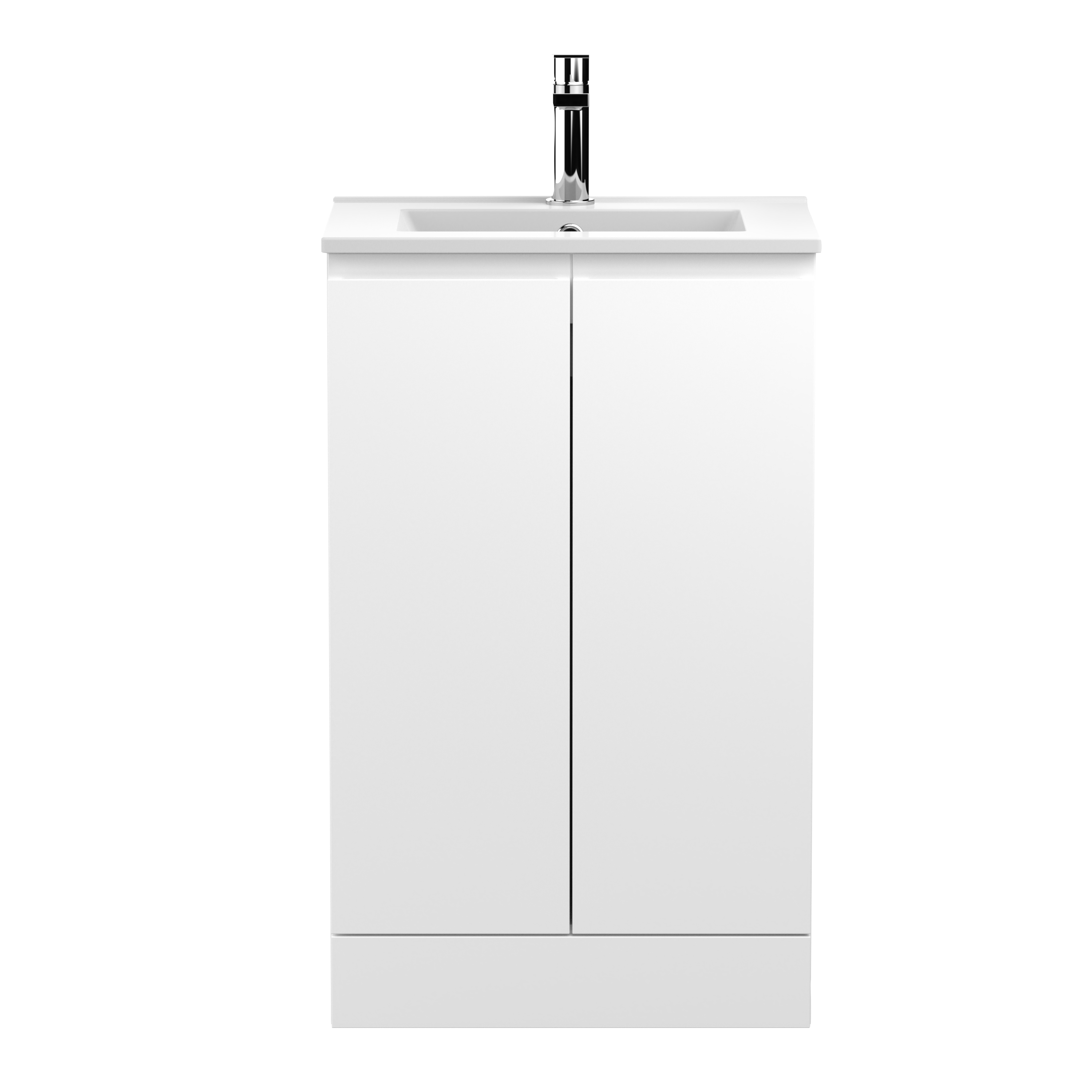 Hudson Reed Urban Satin White 500mm Floor Standing 2 Door Vanity Unit and Minimalist Basin URB107B