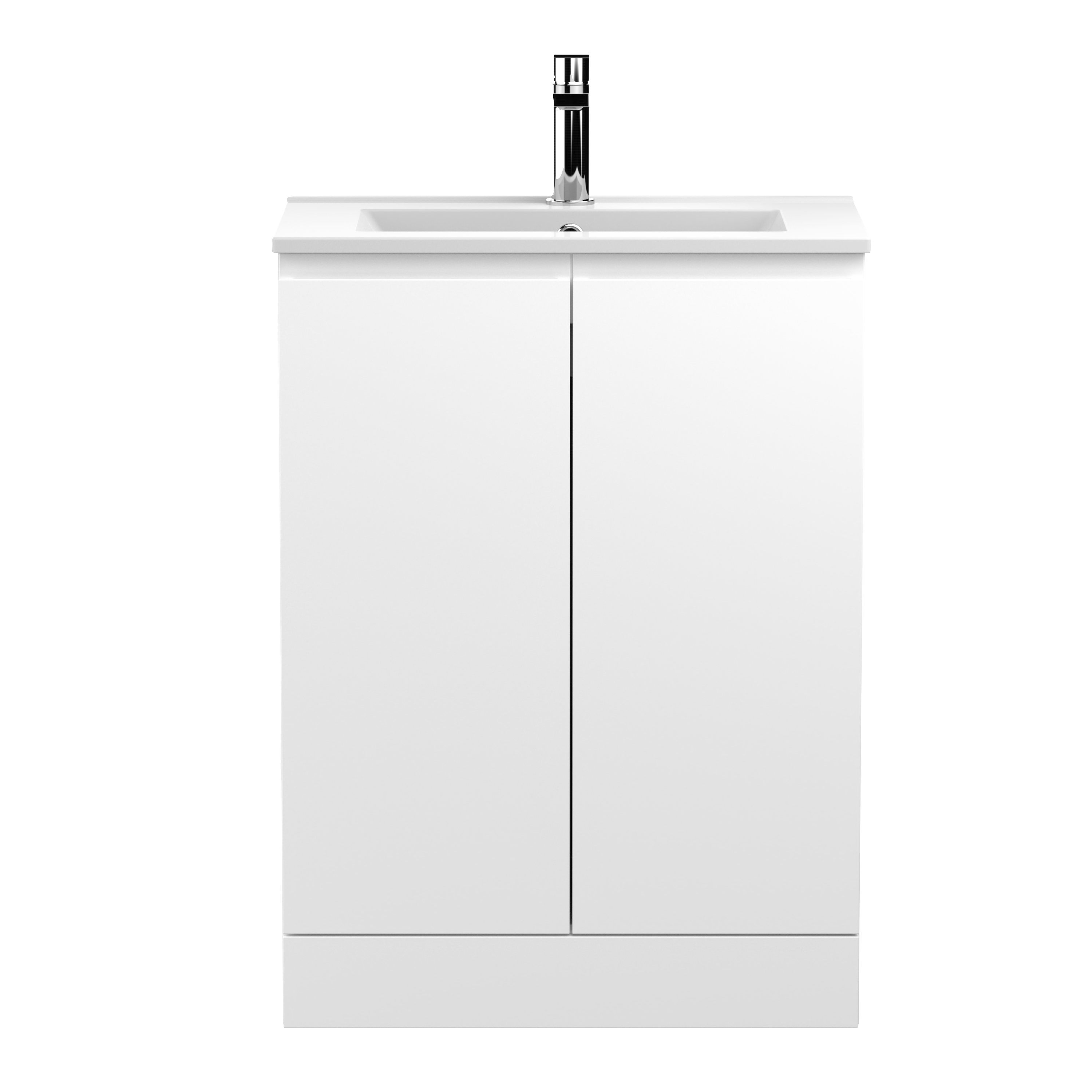 Hudson Reed Urban Satin White 600mm Floor Standing 2 Door Vanity Unit and Minimalist Basin URB108B