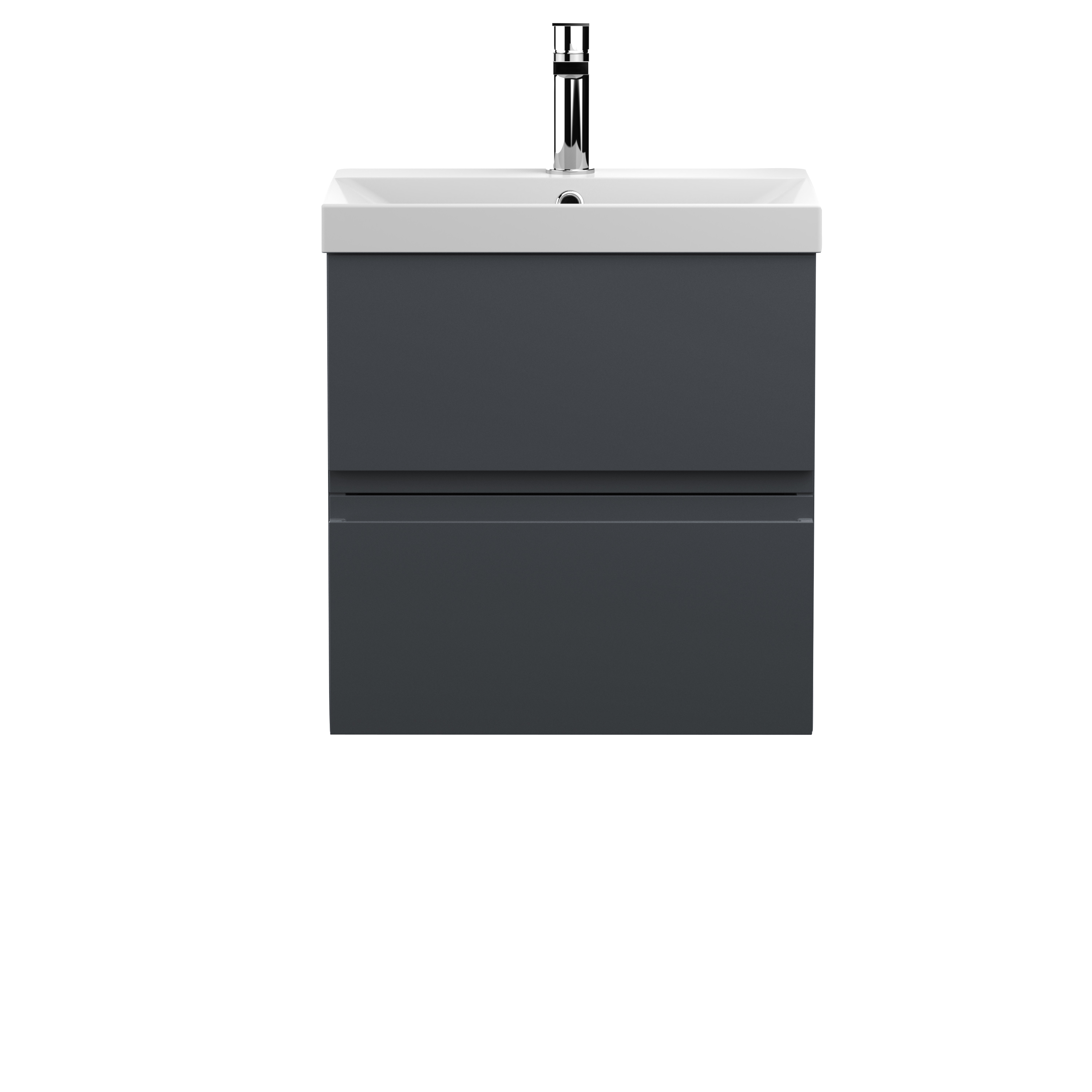Hudson Reed Urban Soft Black 500mm Wall Hung 2 Drawer Vanity Unit and Thin Edge Basin URB1402D