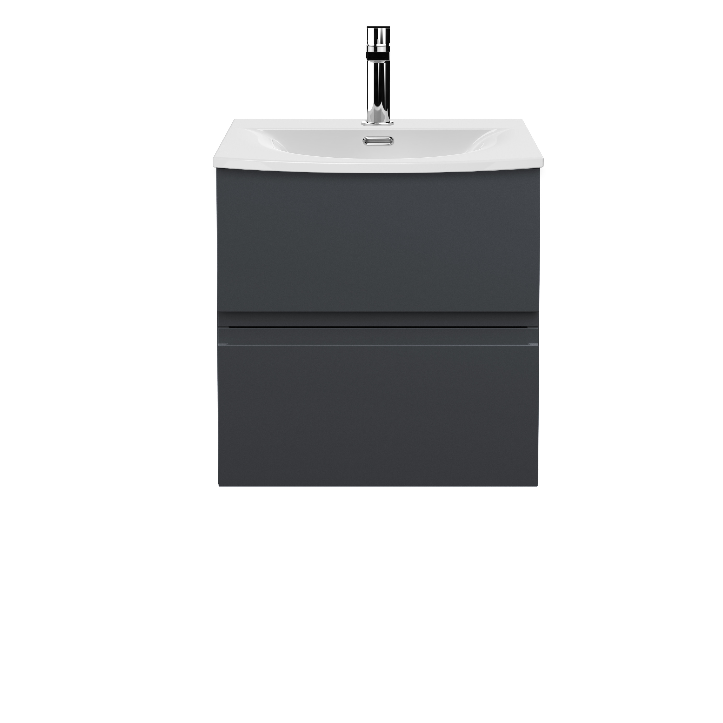 Hudson Reed Urban Soft Black 500mm Wall Hung 2 Drawer Vanity Unit and Curved Ceramic Basin URB1402G