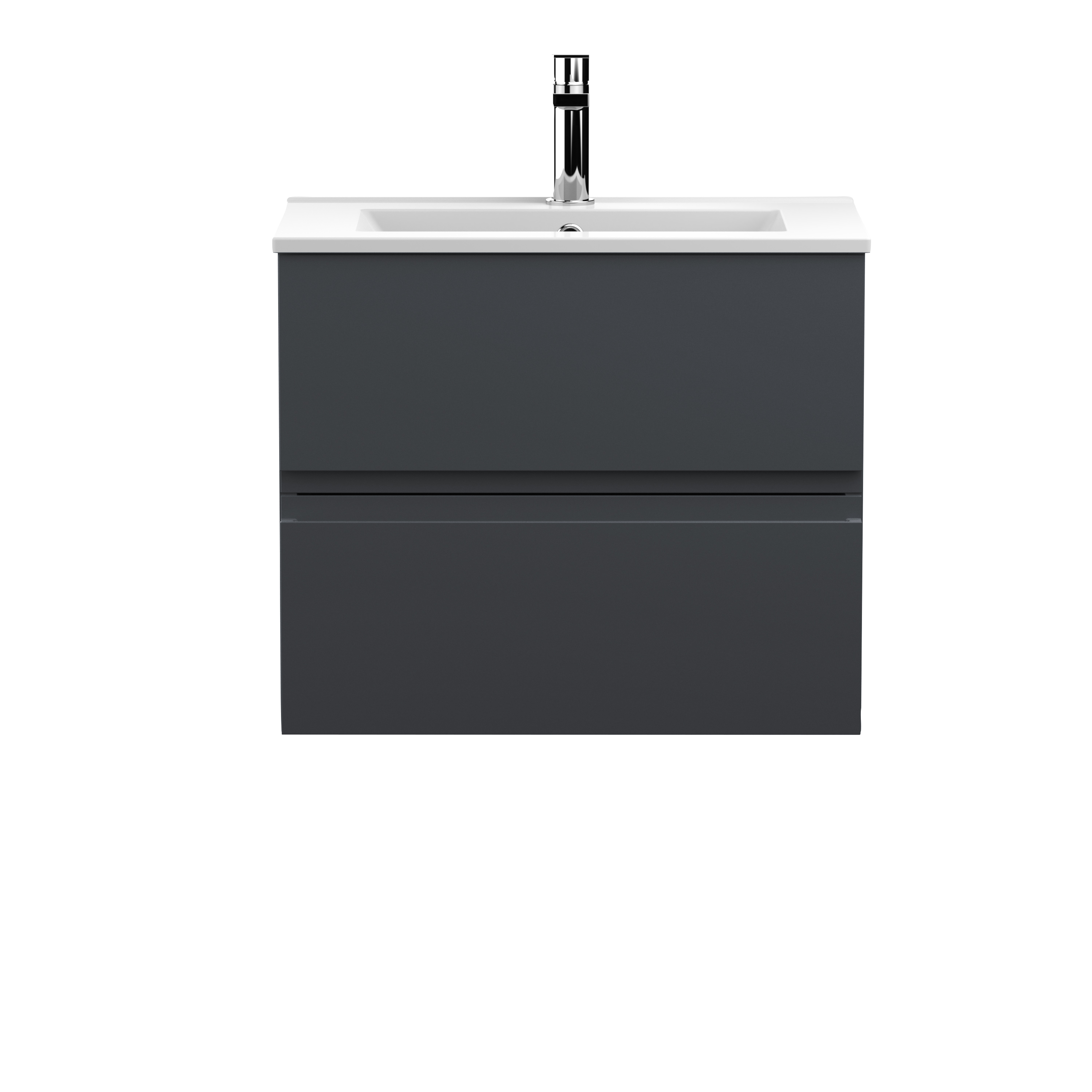 Hudson Reed Urban Soft Black 600mm Wall Hung 2 Drawer Vanity Unit and Basin URB1404B