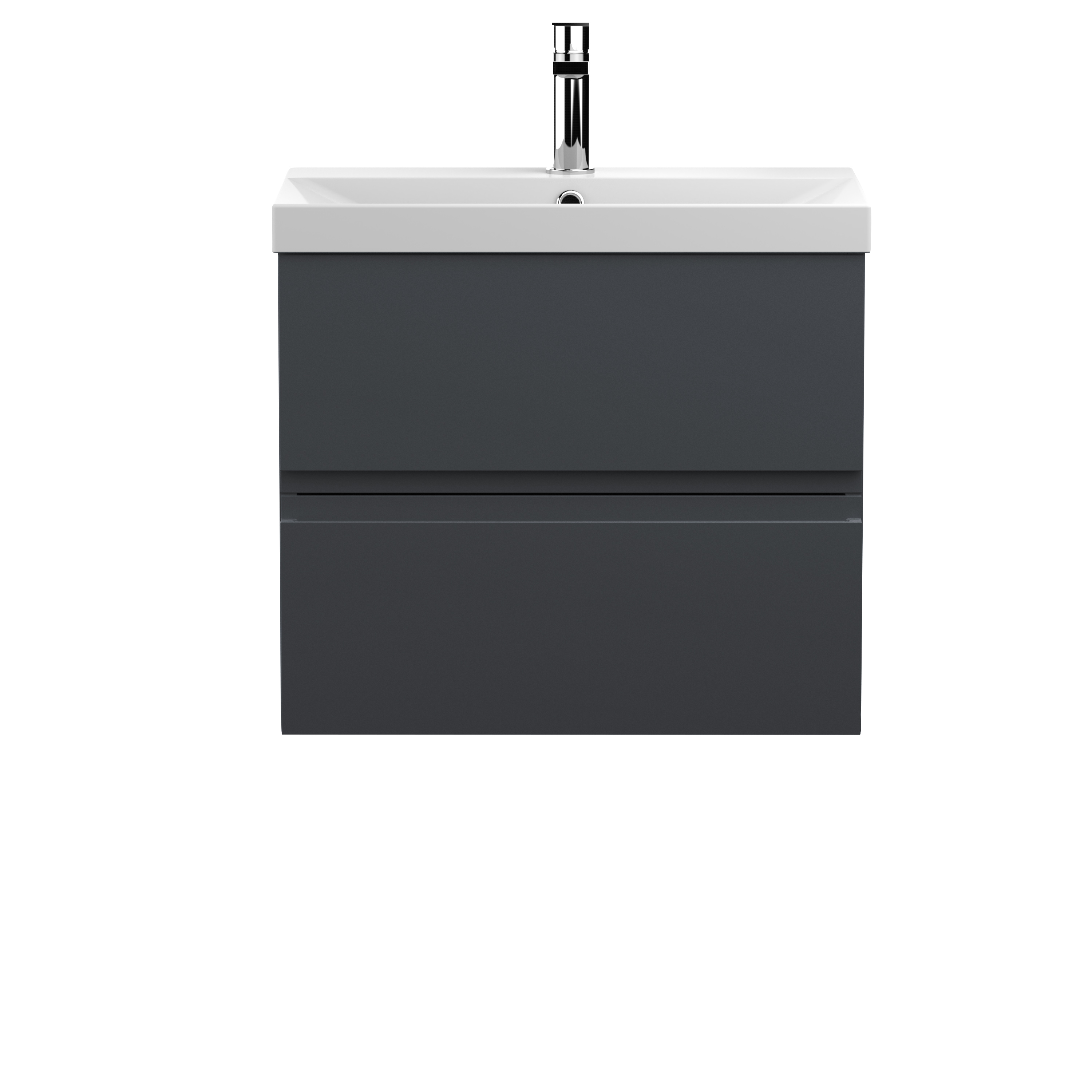 Hudson Reed Urban Soft Black 600mm Wall Hung 2 Drawer Vanity Unit and Thin Edge Basin URB1404D