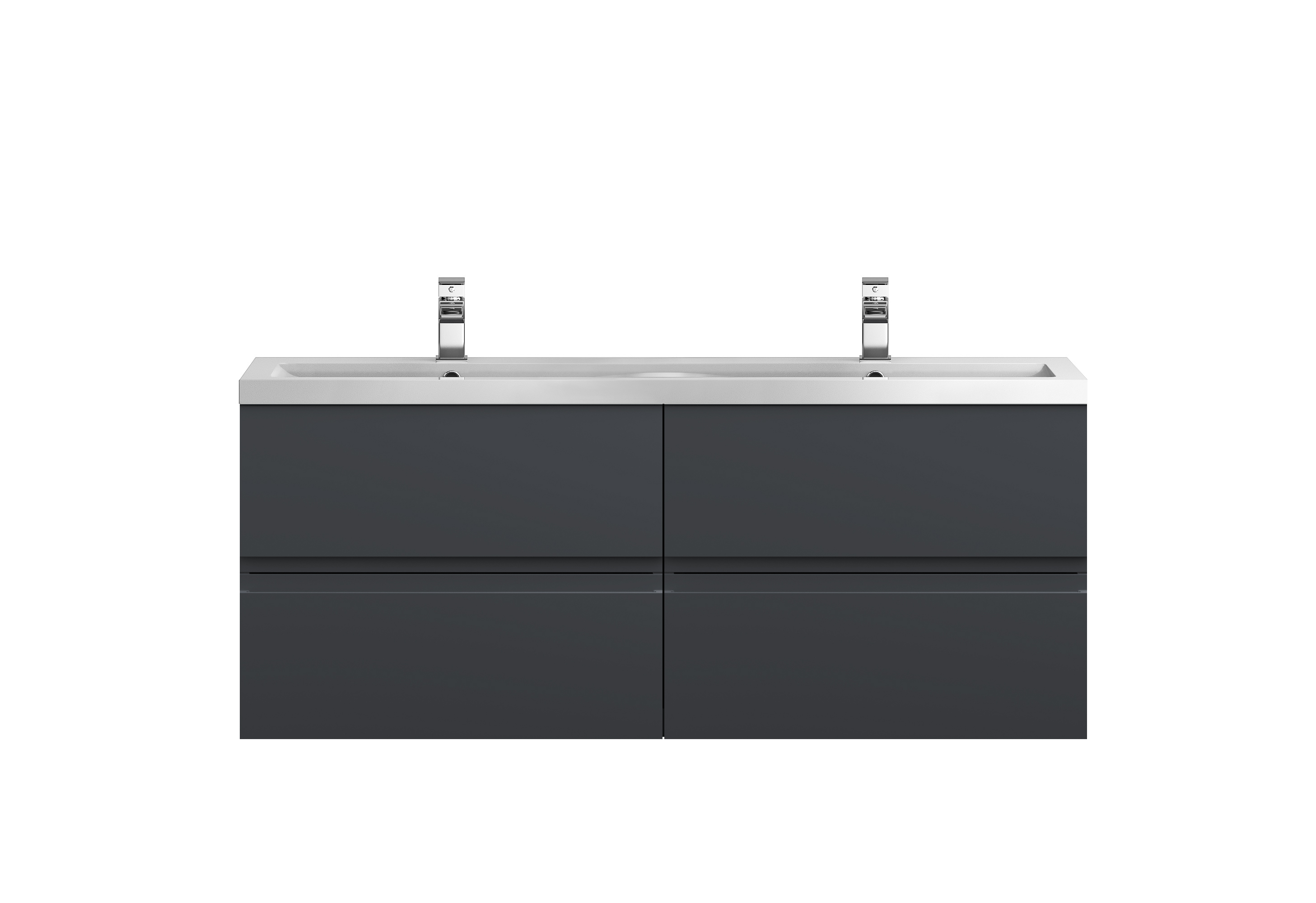 Hudson Reed Urban Soft Black 1200 Wall Hung 4 Drawer Vanity Unit and Double Basin URB1404F