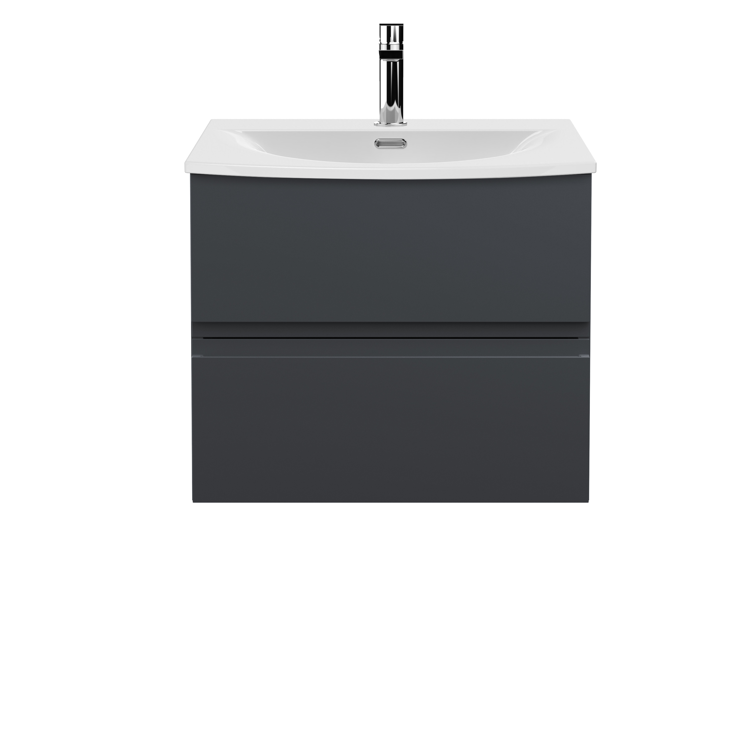 Hudson Reed Urban Soft Black 600mm Wall Hung 2 Drawer Vanity Unit and Curved Ceramic Basin URB1404G