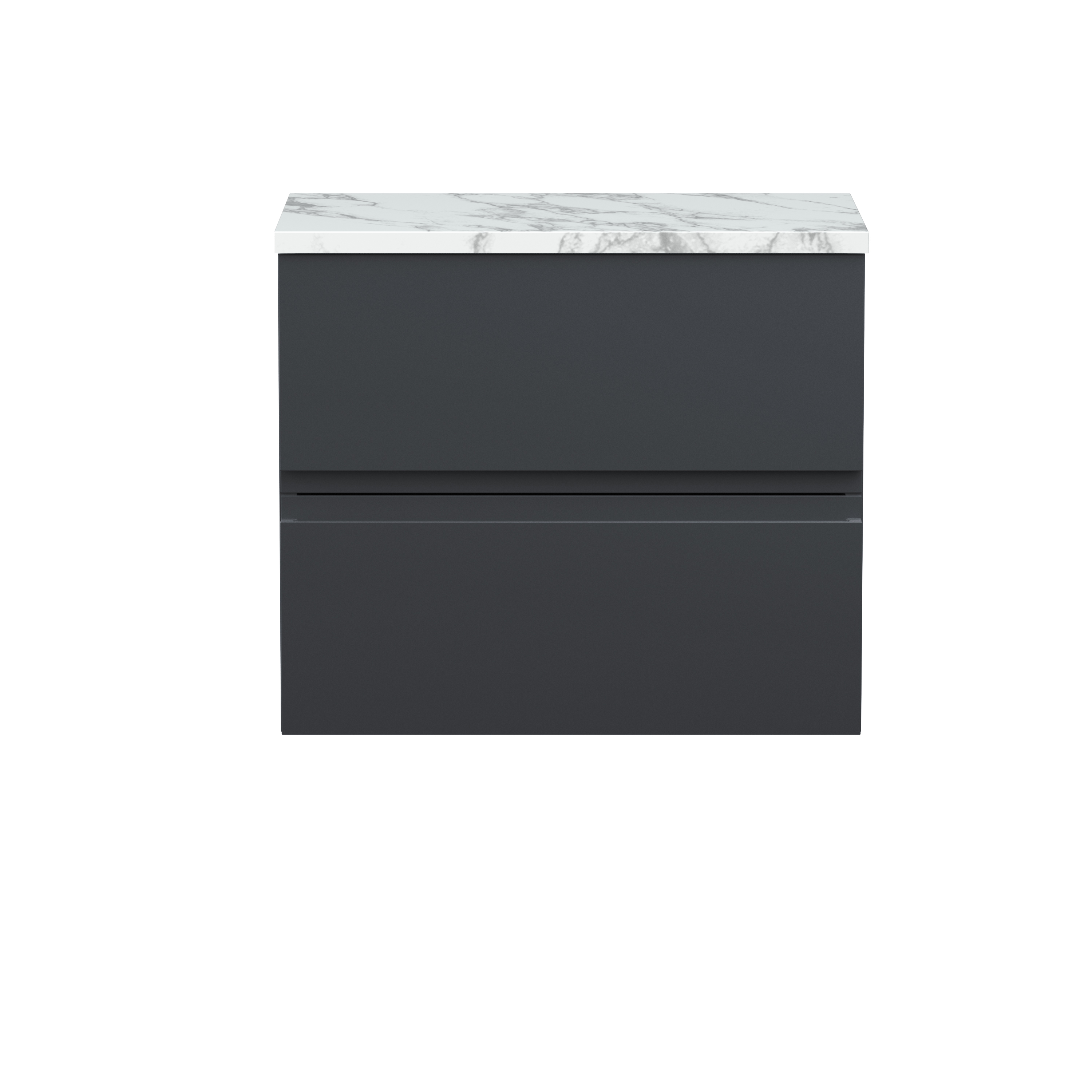 Hudson Reed Urban Soft Black 600mm Wall Hung 2 Vanity Unit and Laminate Worktop URB1404LCM