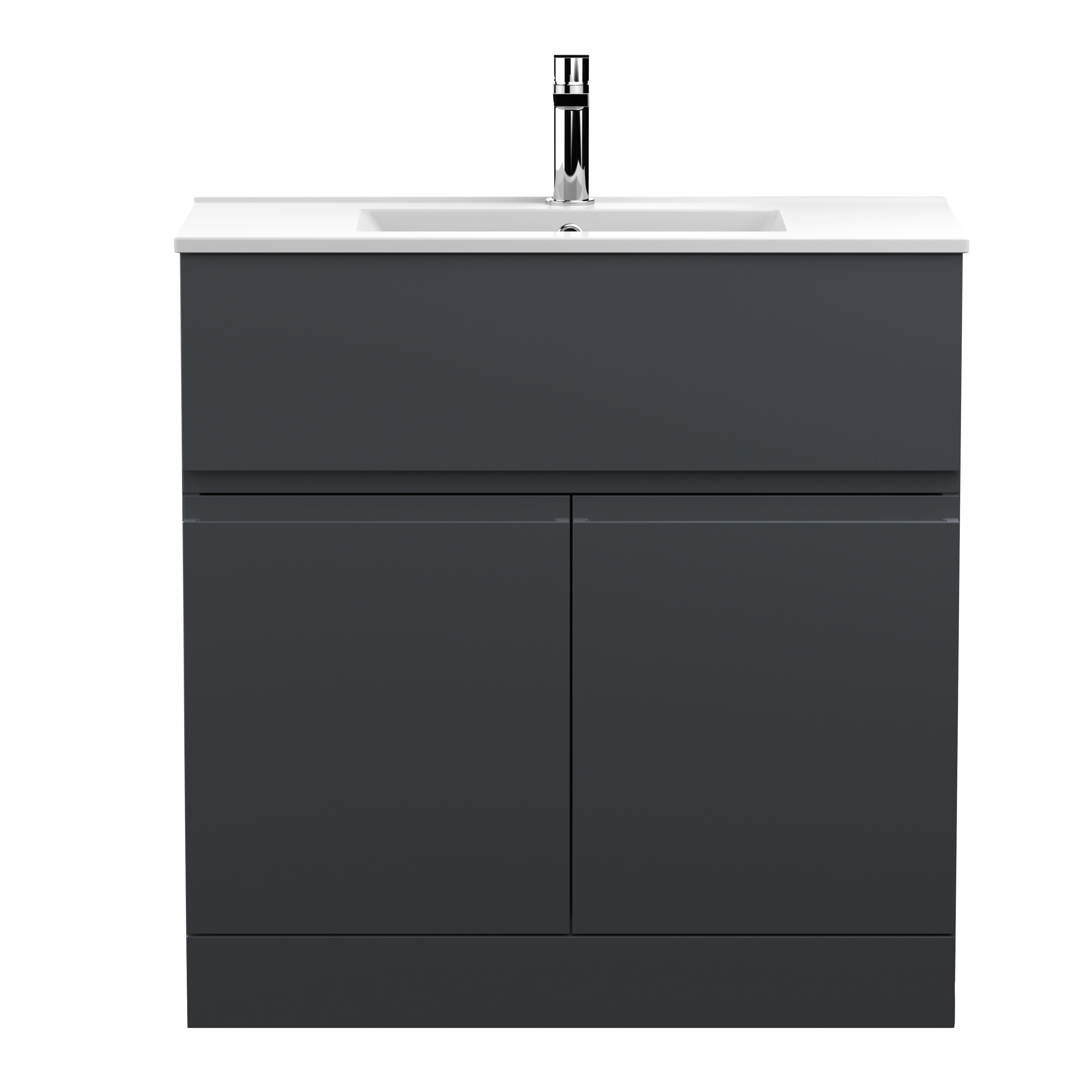 Hudson Reed Urban Soft Black 800mm Floor Standing 2 Door Drawer Vanity Unit and Basin URB1405B