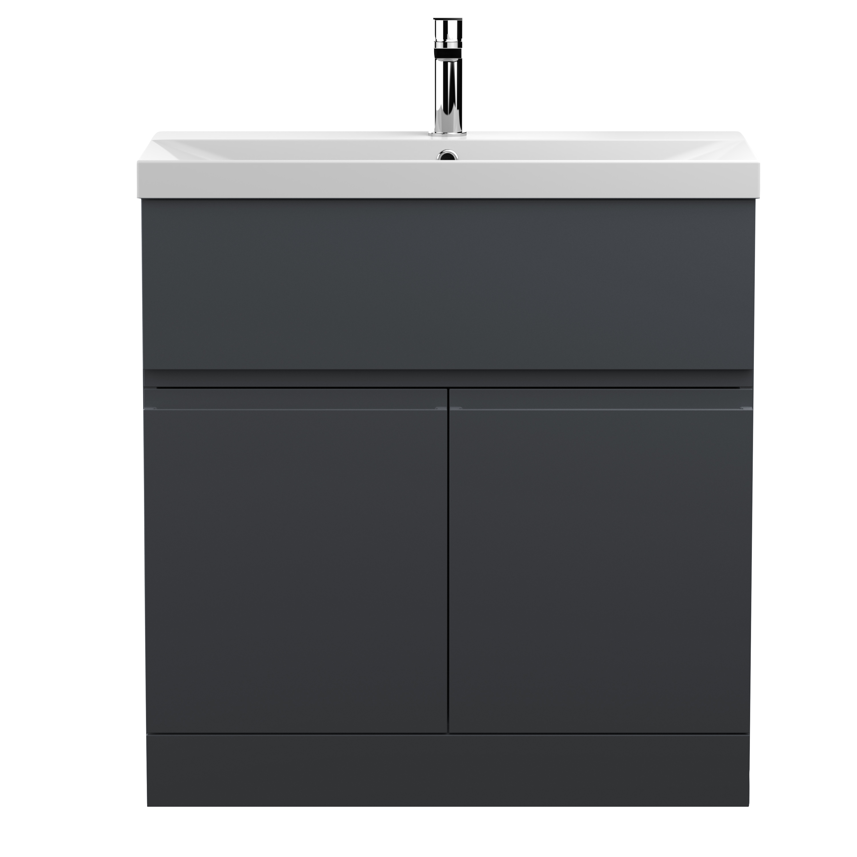 Hudson Reed Urban Soft Black 800mm Floor Standing 2 Door Drawer Vanity Unit and Thin Edge Basin URB1405D