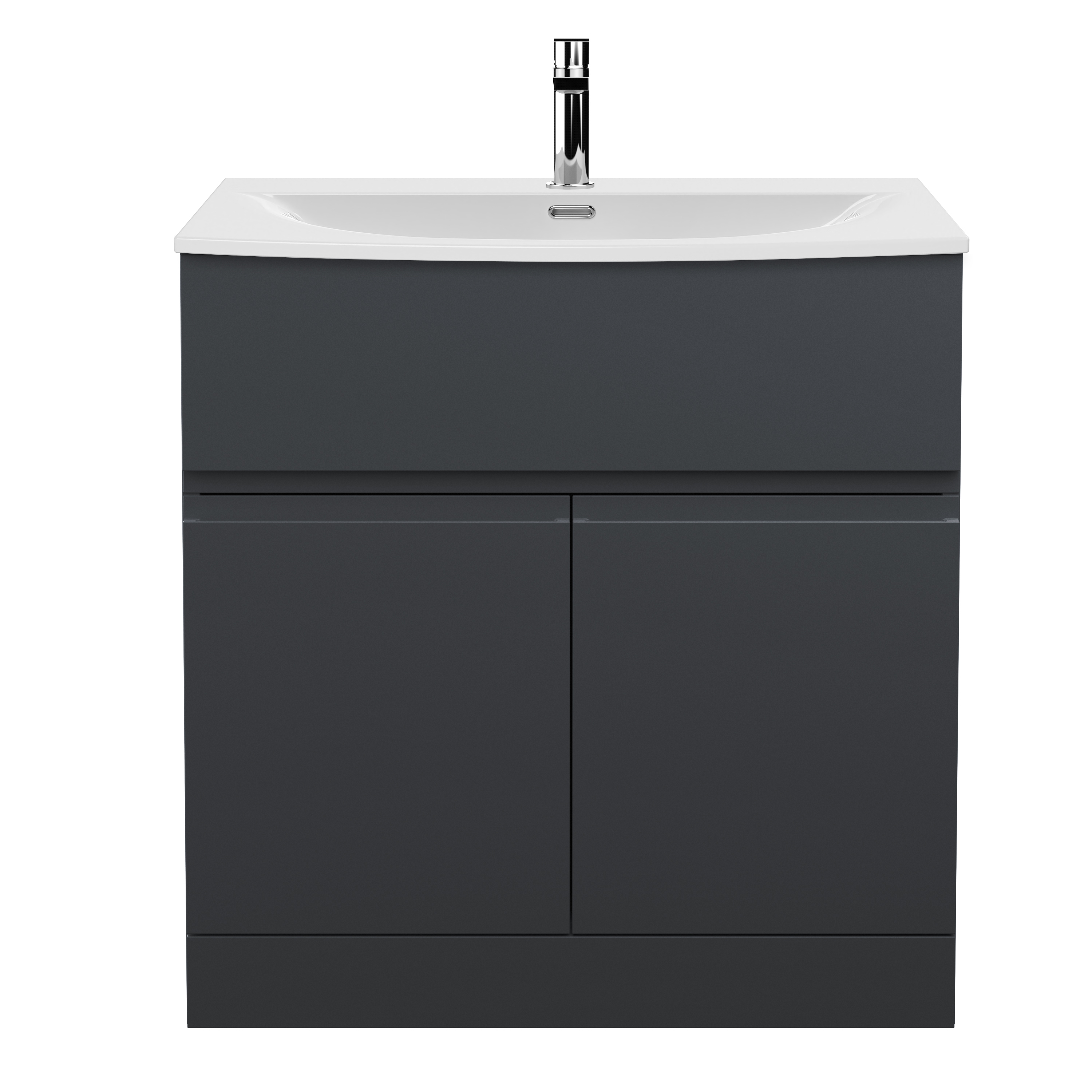 Hudson Reed Urban Soft Black 800mm Floor Standing 2 Door Drawer Vanity Unit and Curved Ceramic Basin URB1405G