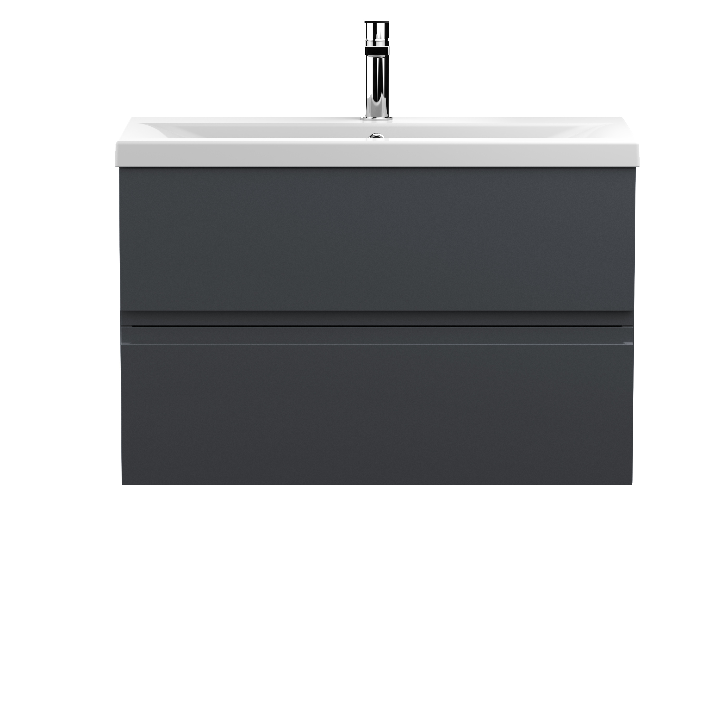 Hudson Reed Urban Soft Black 800mm Wall Hung 2 Drawer Vanity Unit and Mid Edge Ceramic Basin URB1406A