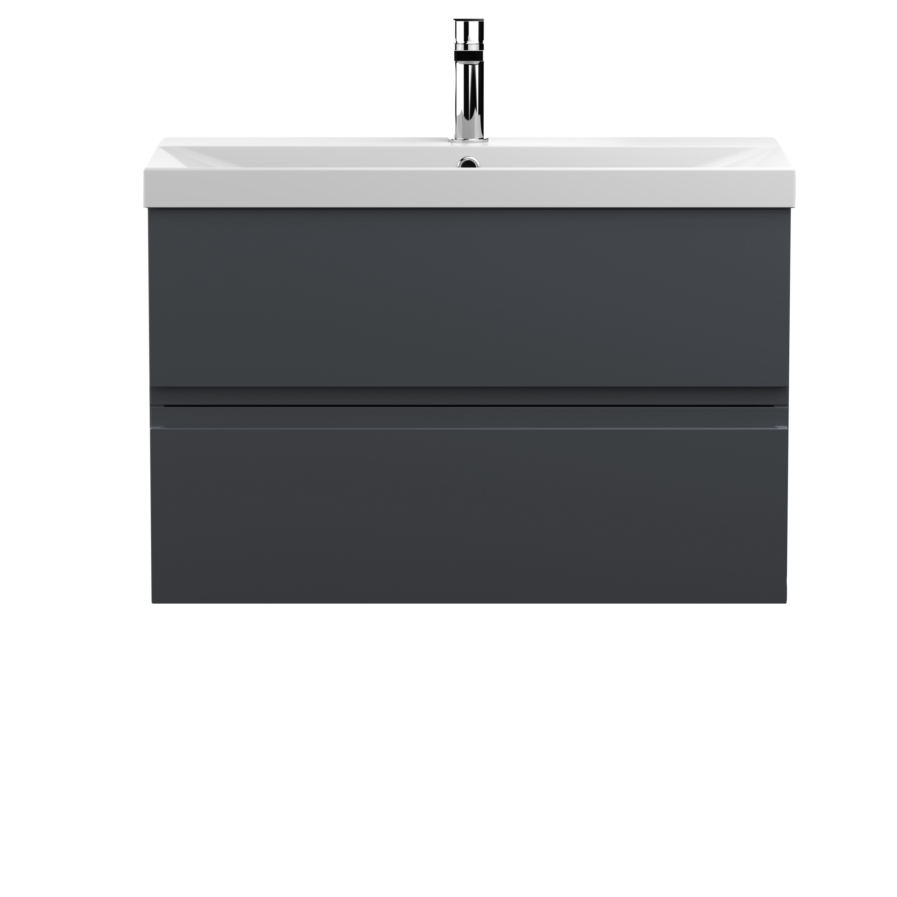 Hudson Reed Urban Soft Black 800mm Wall Hung 2 Drawer Vanity Unit and Thin Edge Basin URB1406D