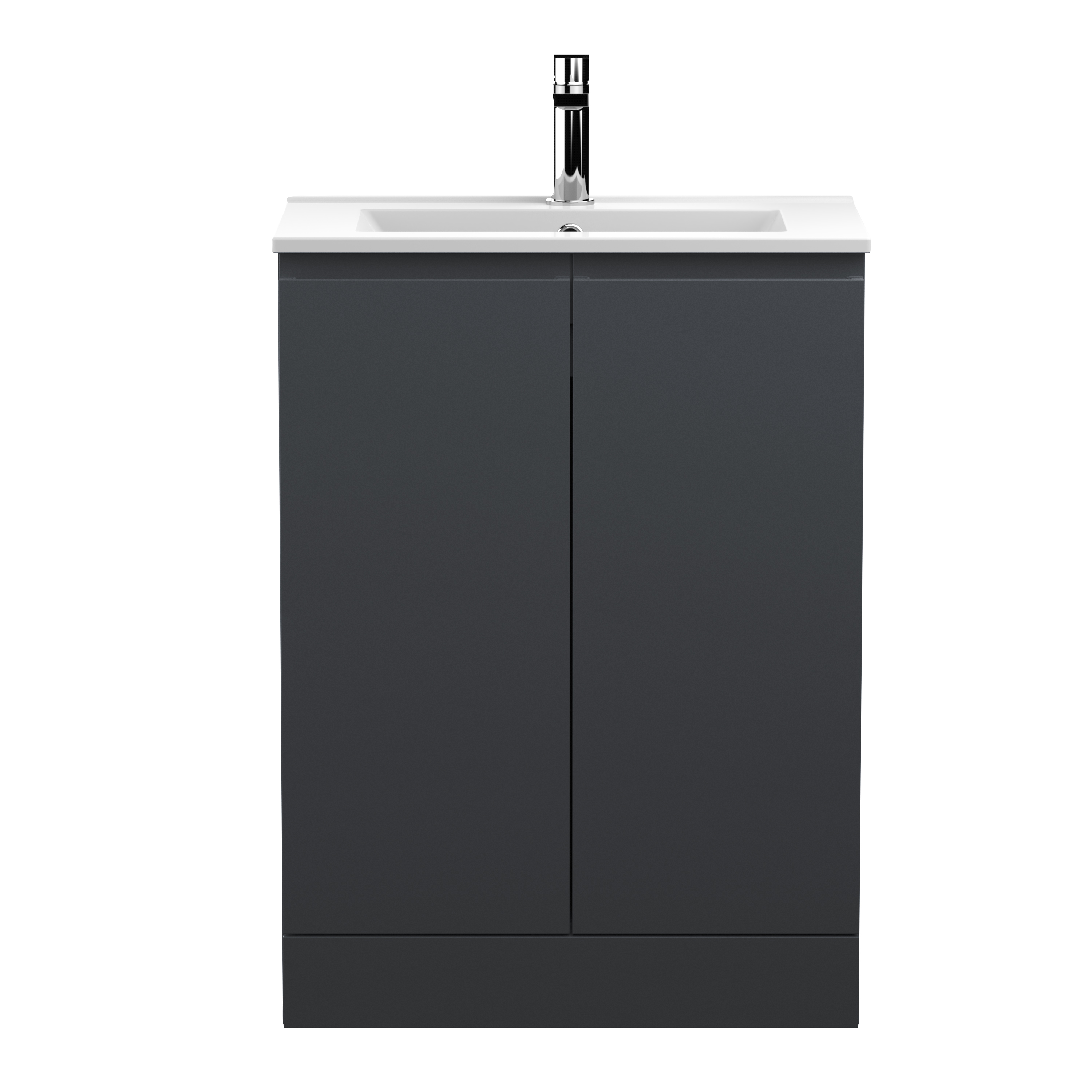 Hudson Reed Urban Soft Black 600mm Floor Standing 2 Door Vanity Unit and Basin URB1408B