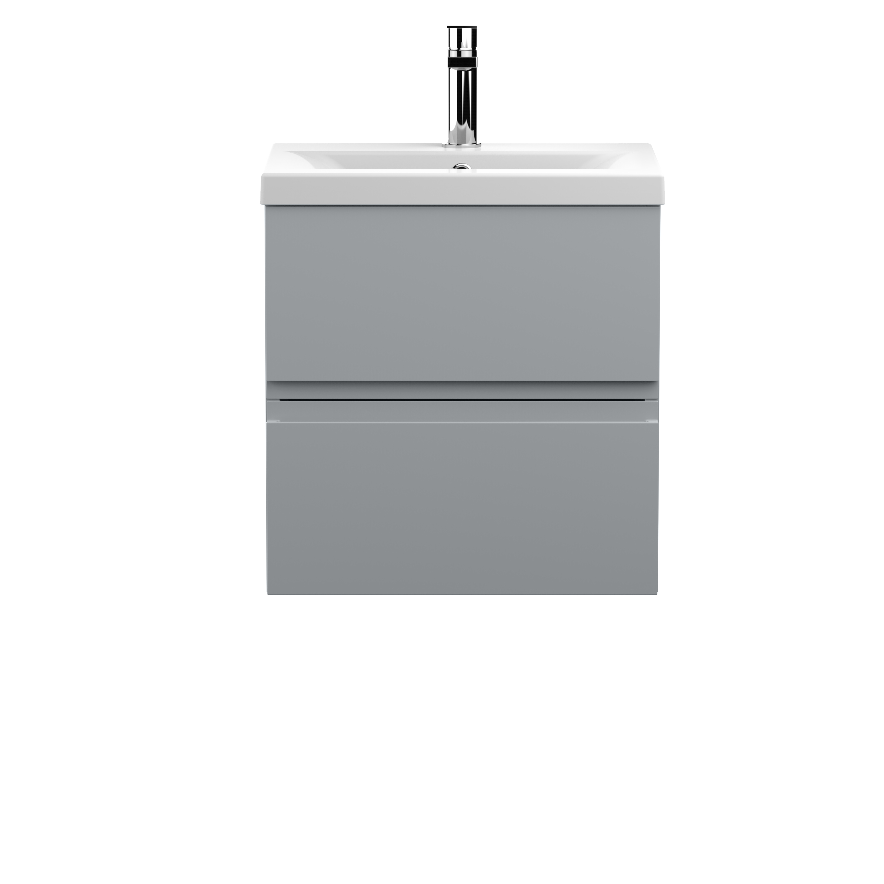 Hudson Reed Urban Satin Grey 500mm Wall Hung 2 Drawer Vanity Unit and Mid Edge Ceramic Basin URB202A